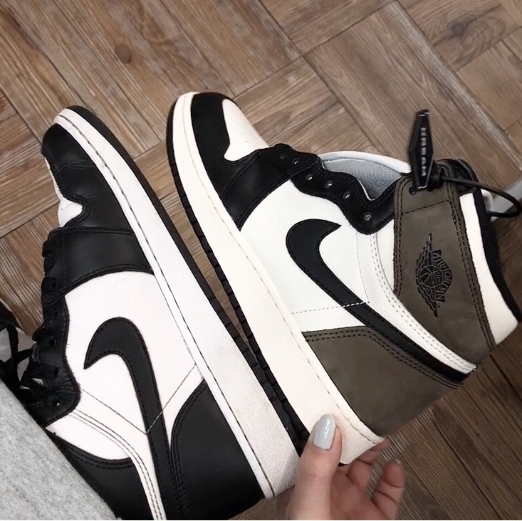 (GS) Jordan 1 Retro High OG Black White 2014, Jordan 1 Retro High OG Black Mocha 착용 스타일