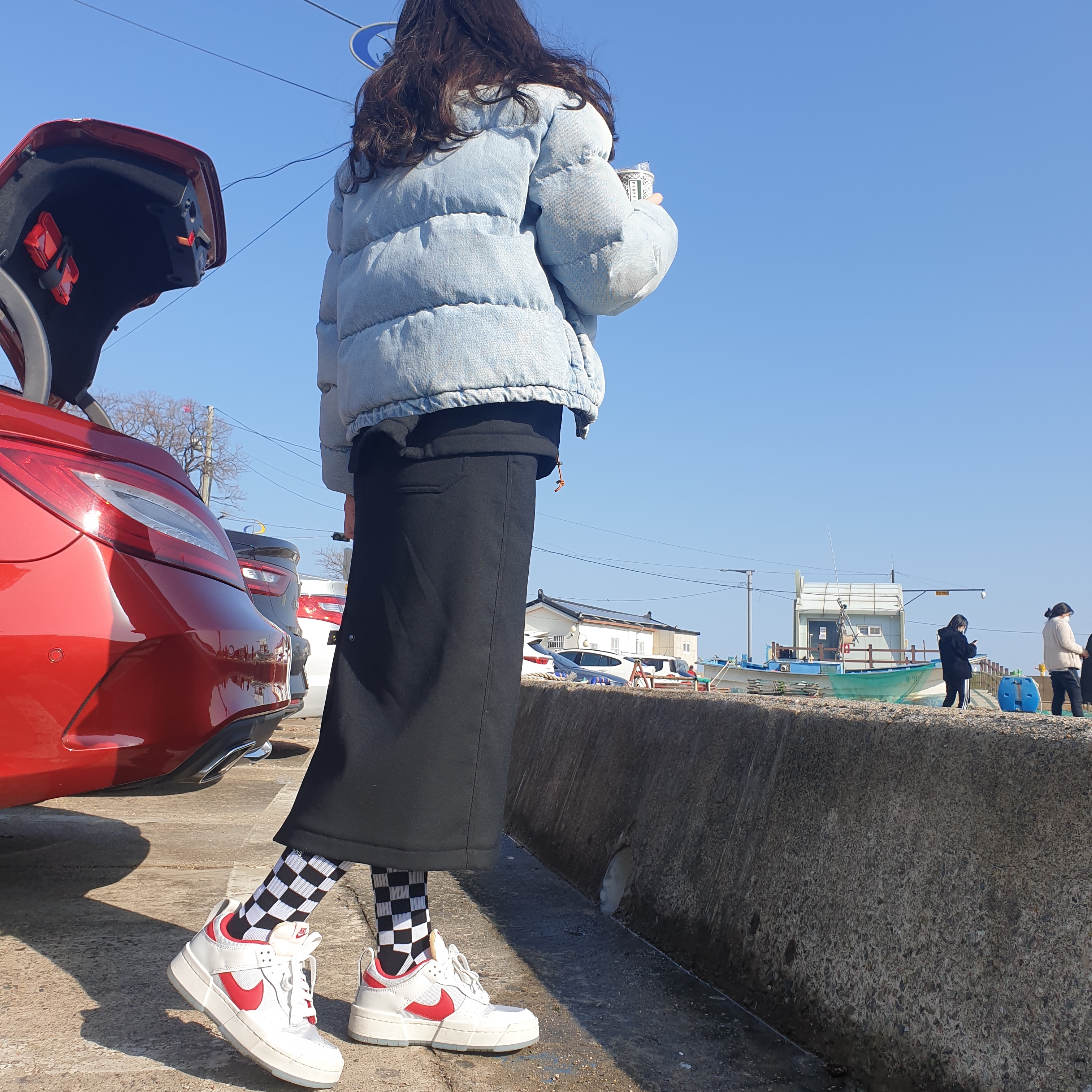 (W) Nike Dunk Low Disrupt Gym Red 착용 스타일 - 3