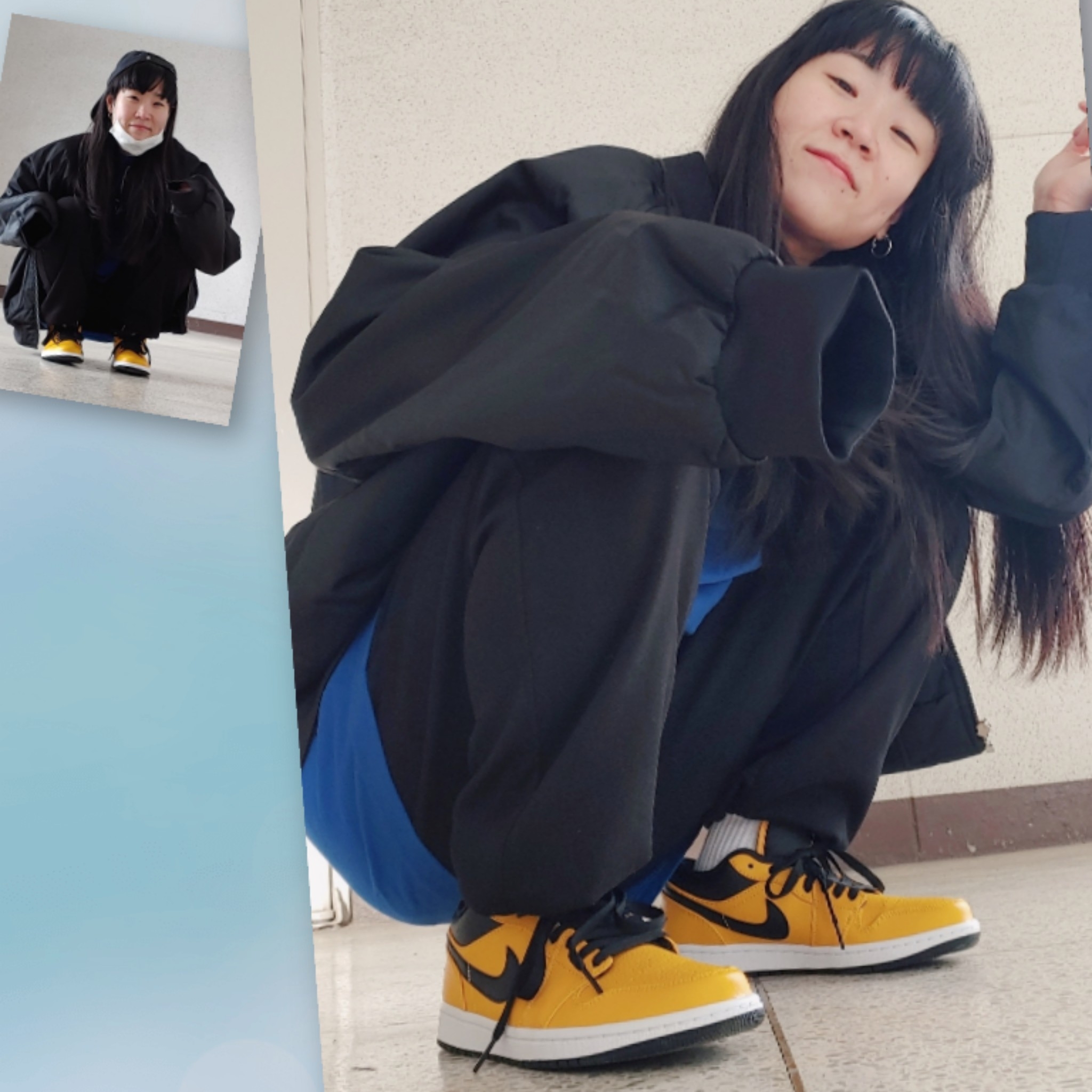 Jordan 1 Low University Gold Black 착용 스타일 - 1