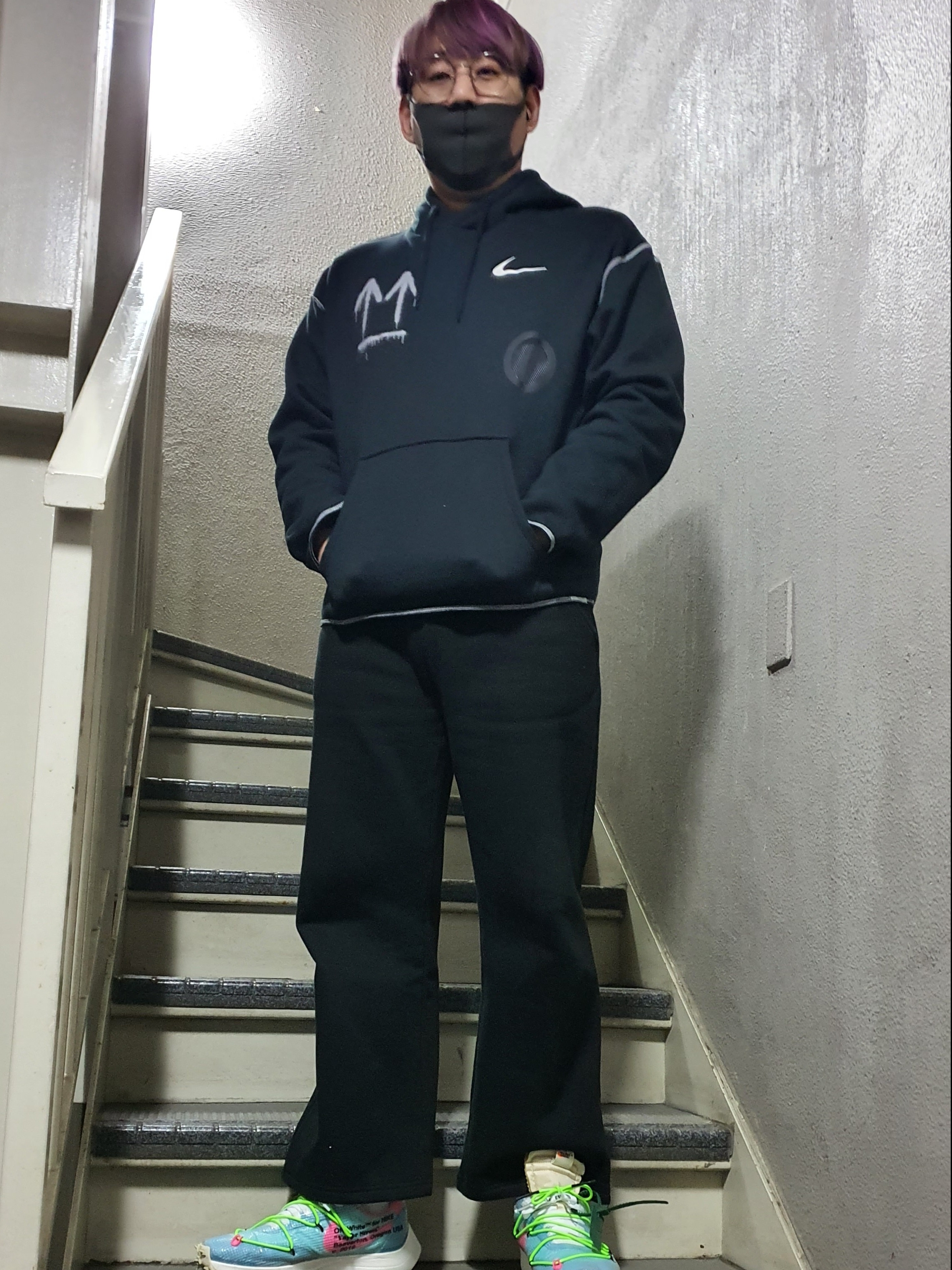 (W) Nike x Off-White Vapor Street Polarized Blue, Nike x Off-White NRG RU Hoodie 착용 스타일