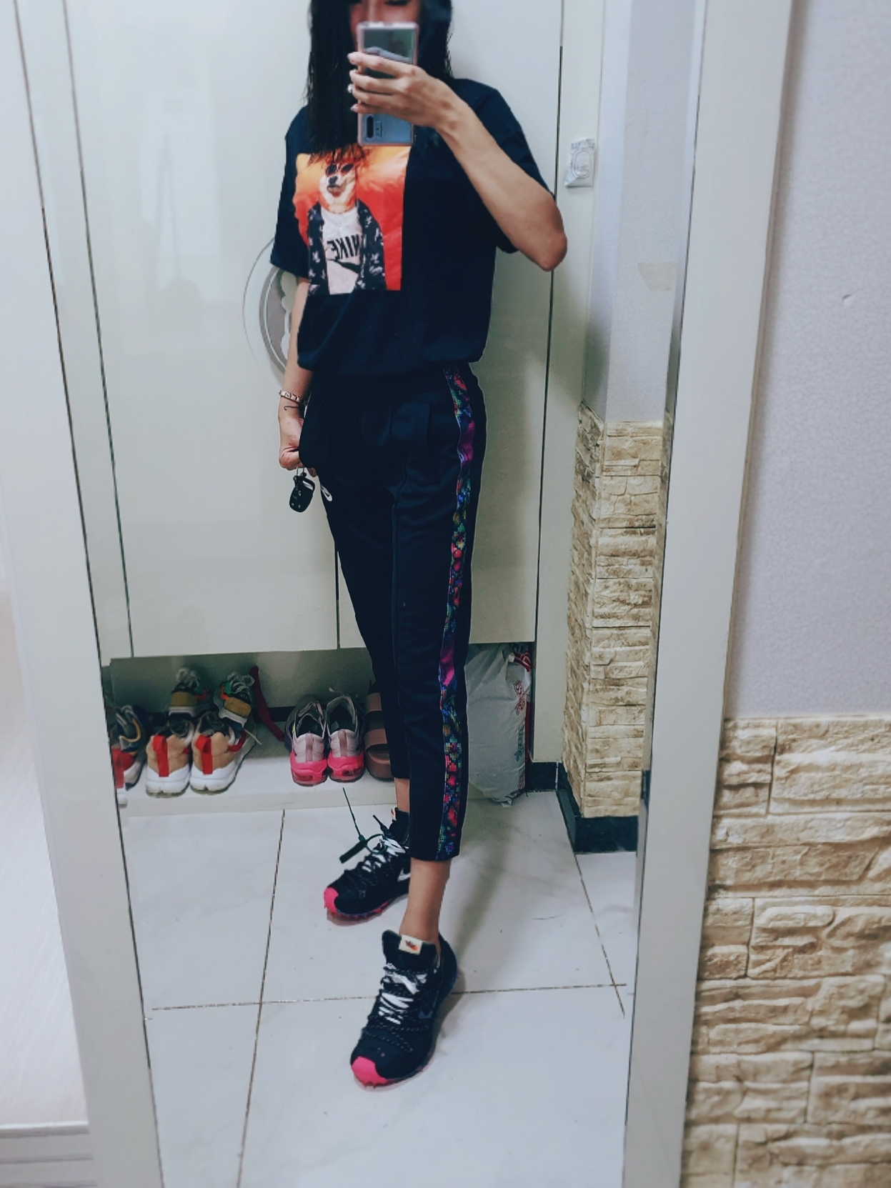 (W) Nike x Off-White Zoom Terra Kiger 5 Black 착용 스타일
