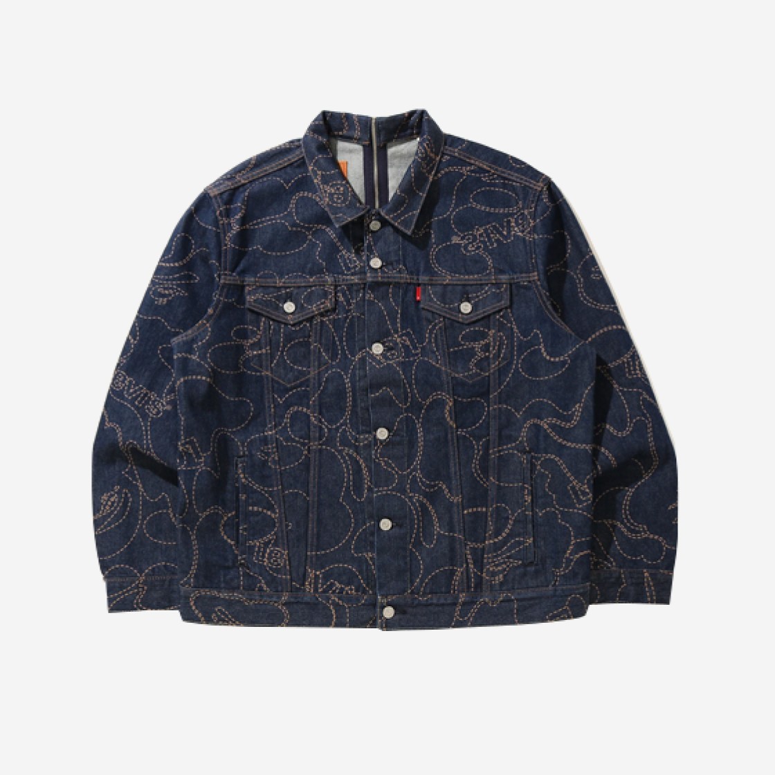 BAPE x Levi's Camo Trucker Jacket Indigo 상세 이미지 1