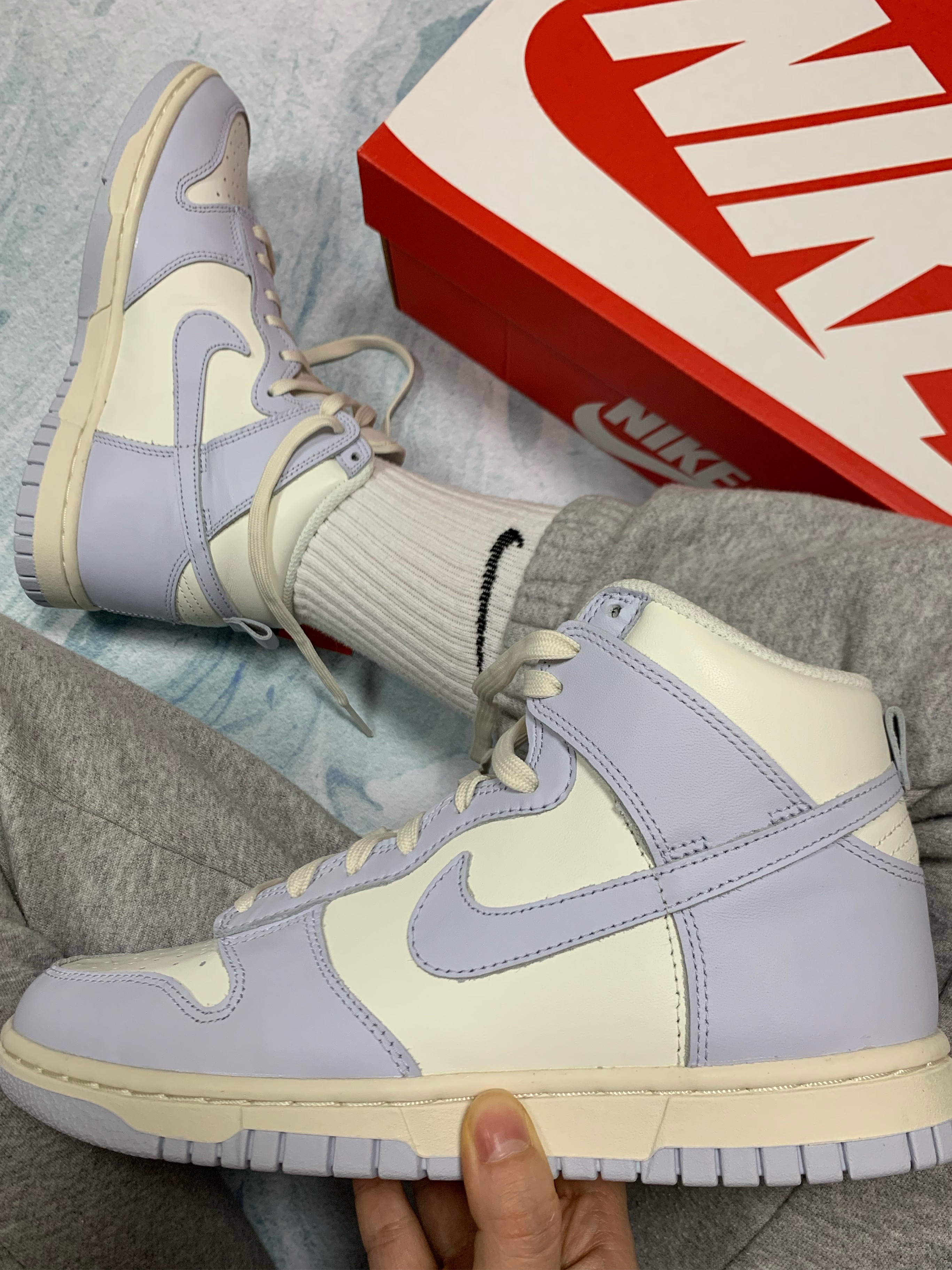 (W) Nike Dunk High Football Grey 착용 스타일