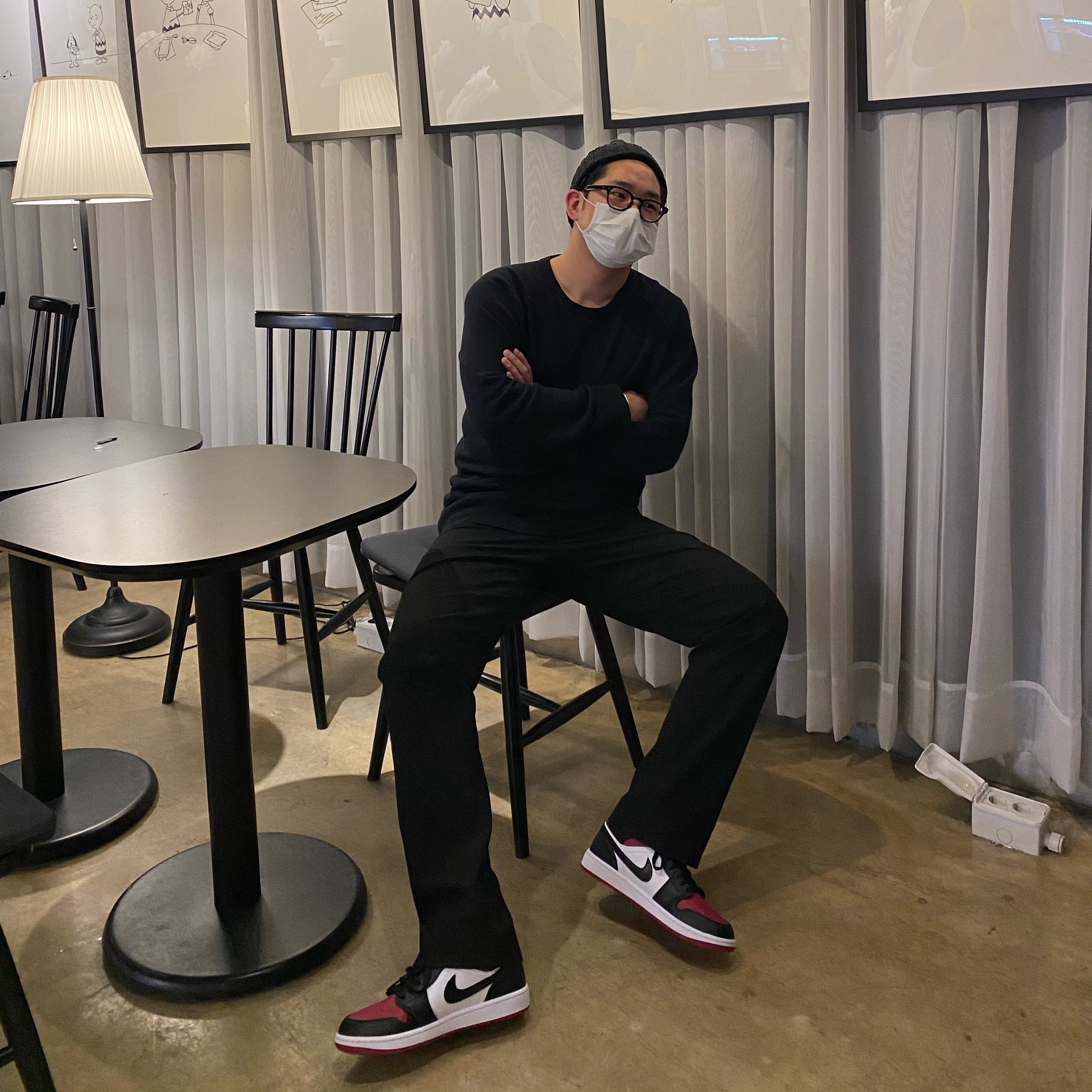 Jordan 1 Mid Bred Toe Noble Red 착용 스타일