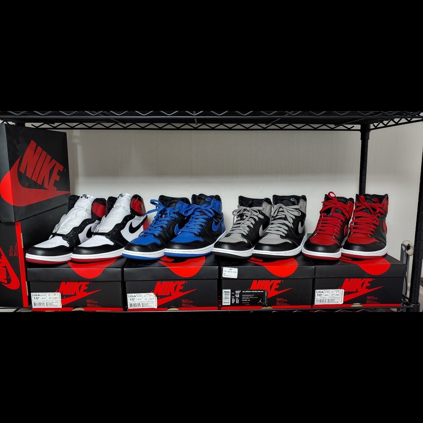 Jordan 1 Retro High OG Bred Banned 2016, Jordan 1 Retro High OG Shadow 2018 착용 스타일
