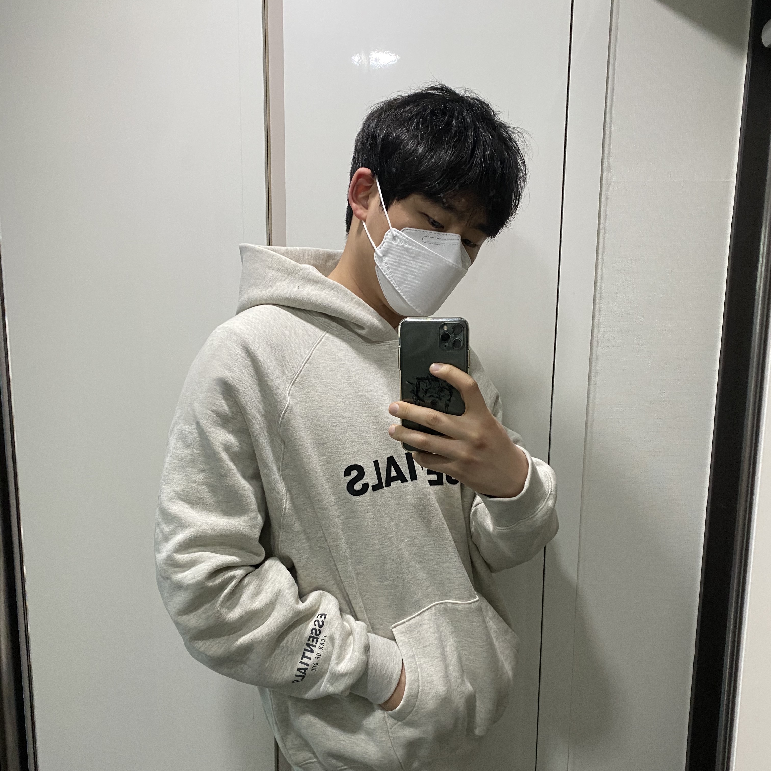 Essentials 3D Silicon Applique Pullover Hoodie Oatmeal/Oatmeal Heather/Light Heather Oatmeal 2020 착용 스타일 - 2