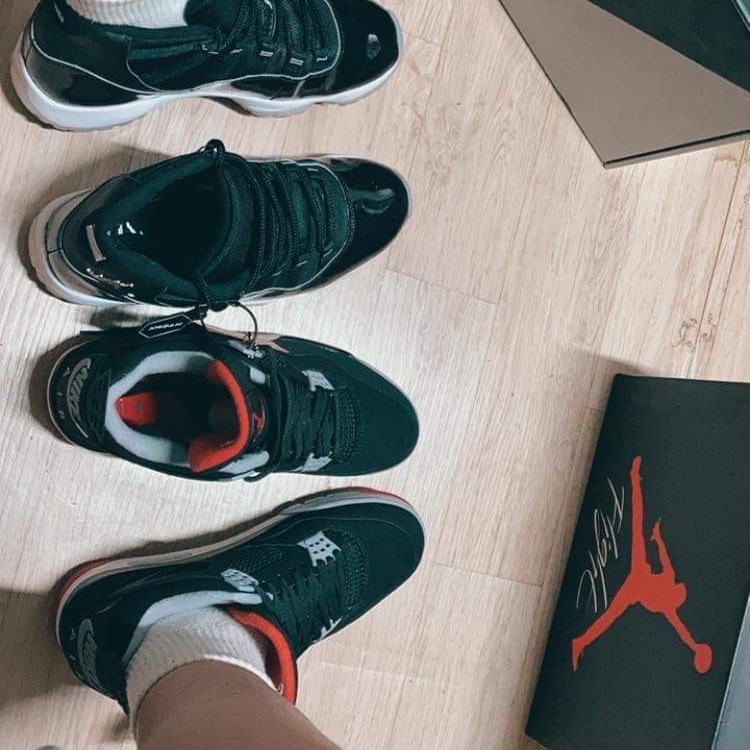 Jordan 11 Retro Jubilee, Jordan 4 Retro Bred 2019 착용 스타일 - 1