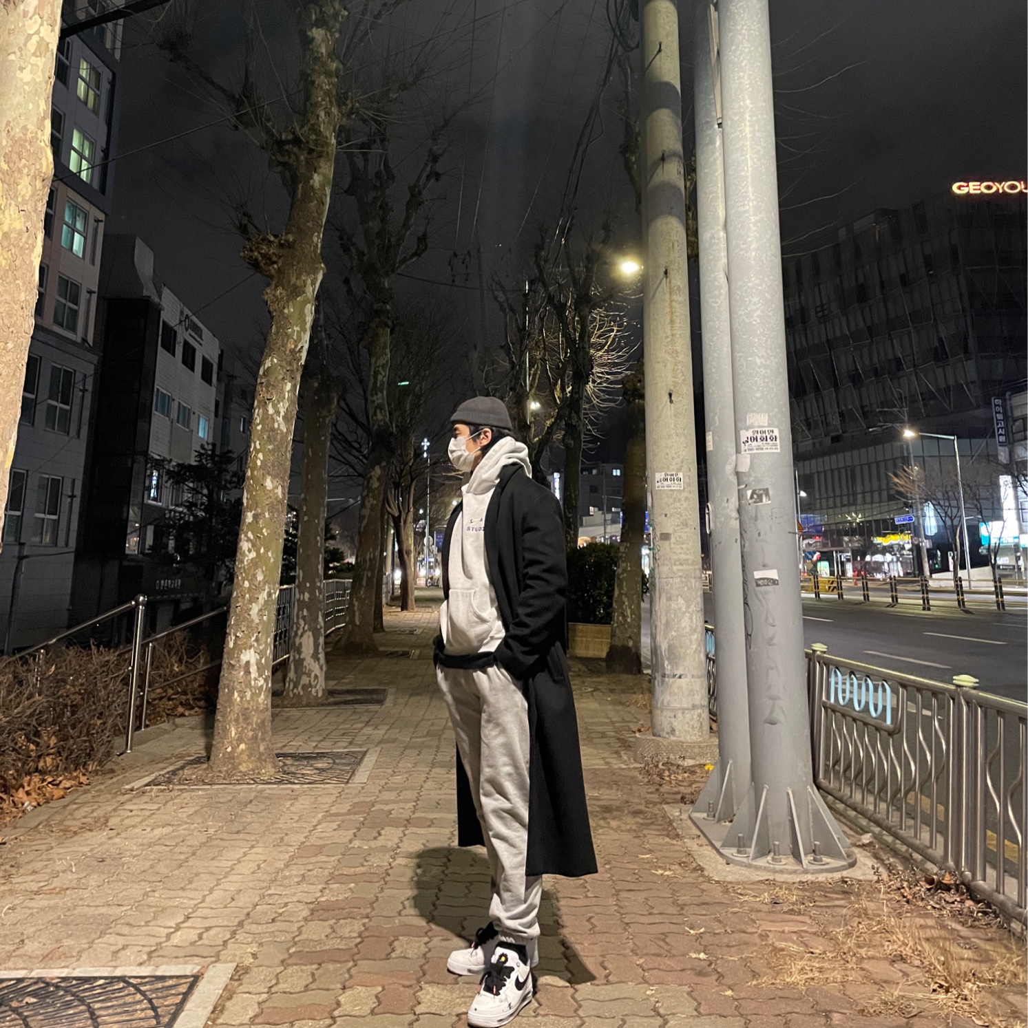 Nike x Peaceminusone Air Force 1 Low Para-Noise 2.0, IAB Studio Hoodie Gray - 21SS 착용 스타일 - 1