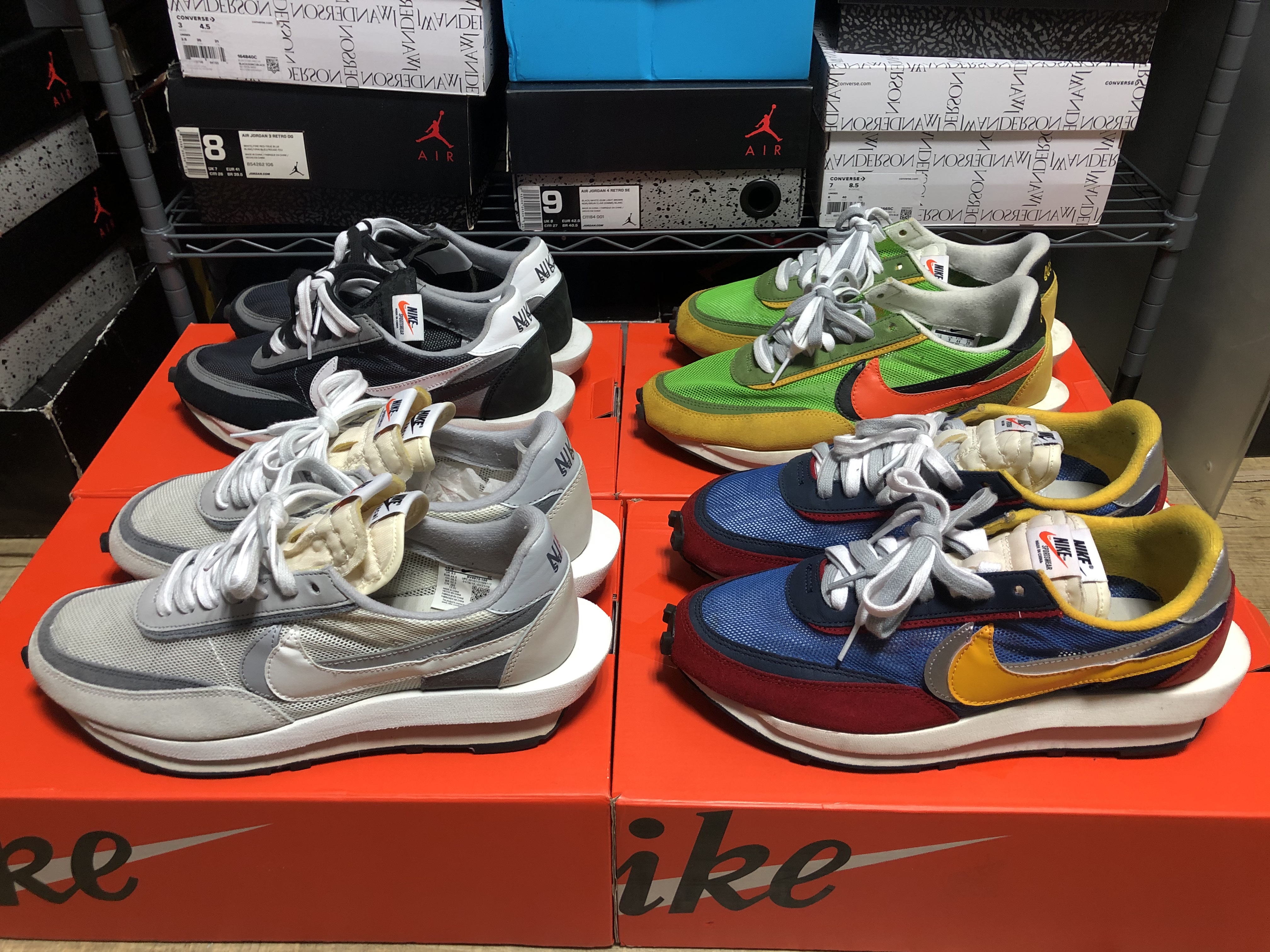 Nike x Sacai LDWaffle Blue Multi, Nike x Sacai LDWaffle Summit White 착용 스타일