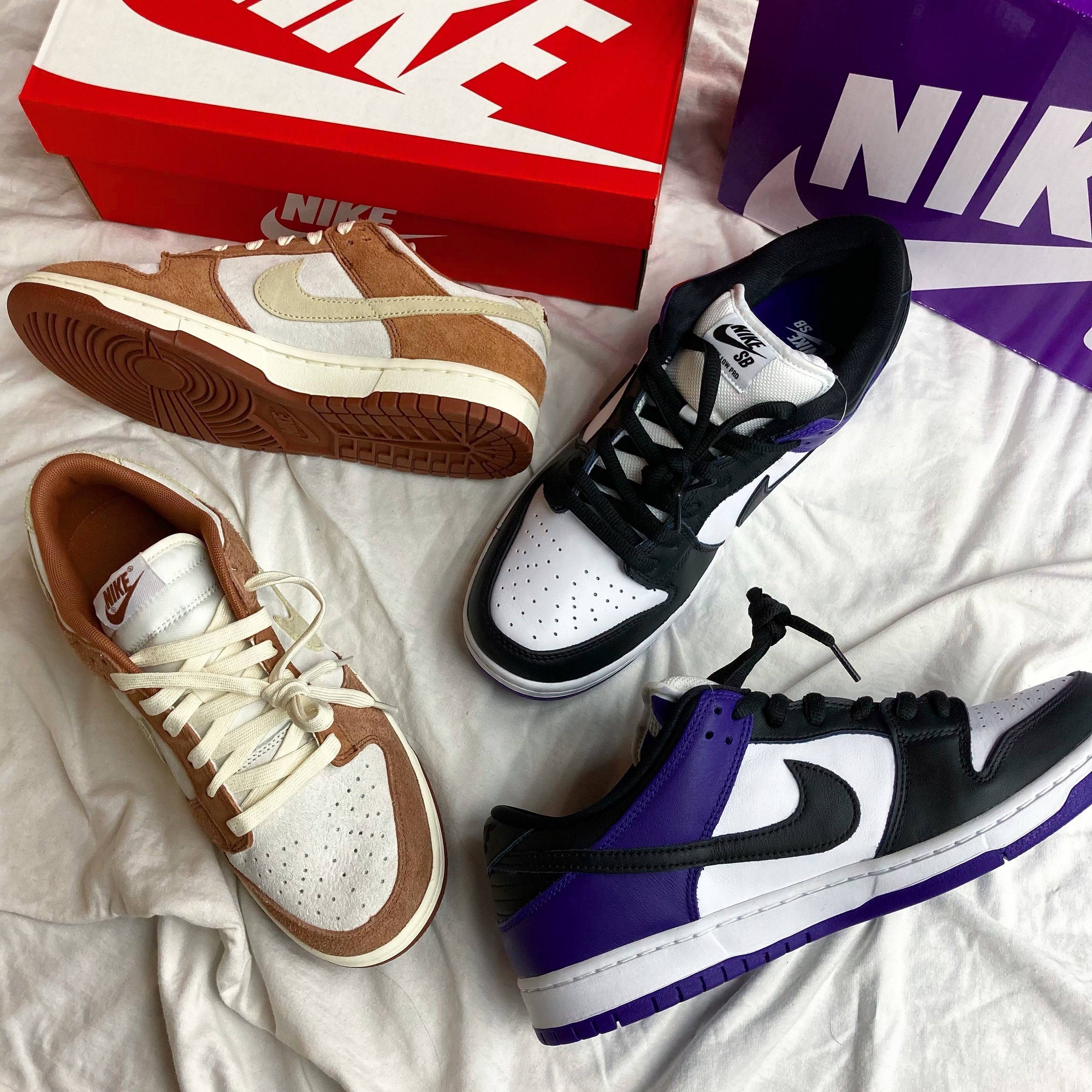 Nike Dunk Low Pro Premium Medium Curry, Nike SB Dunk Low Pro Court Purple 착용 스타일
