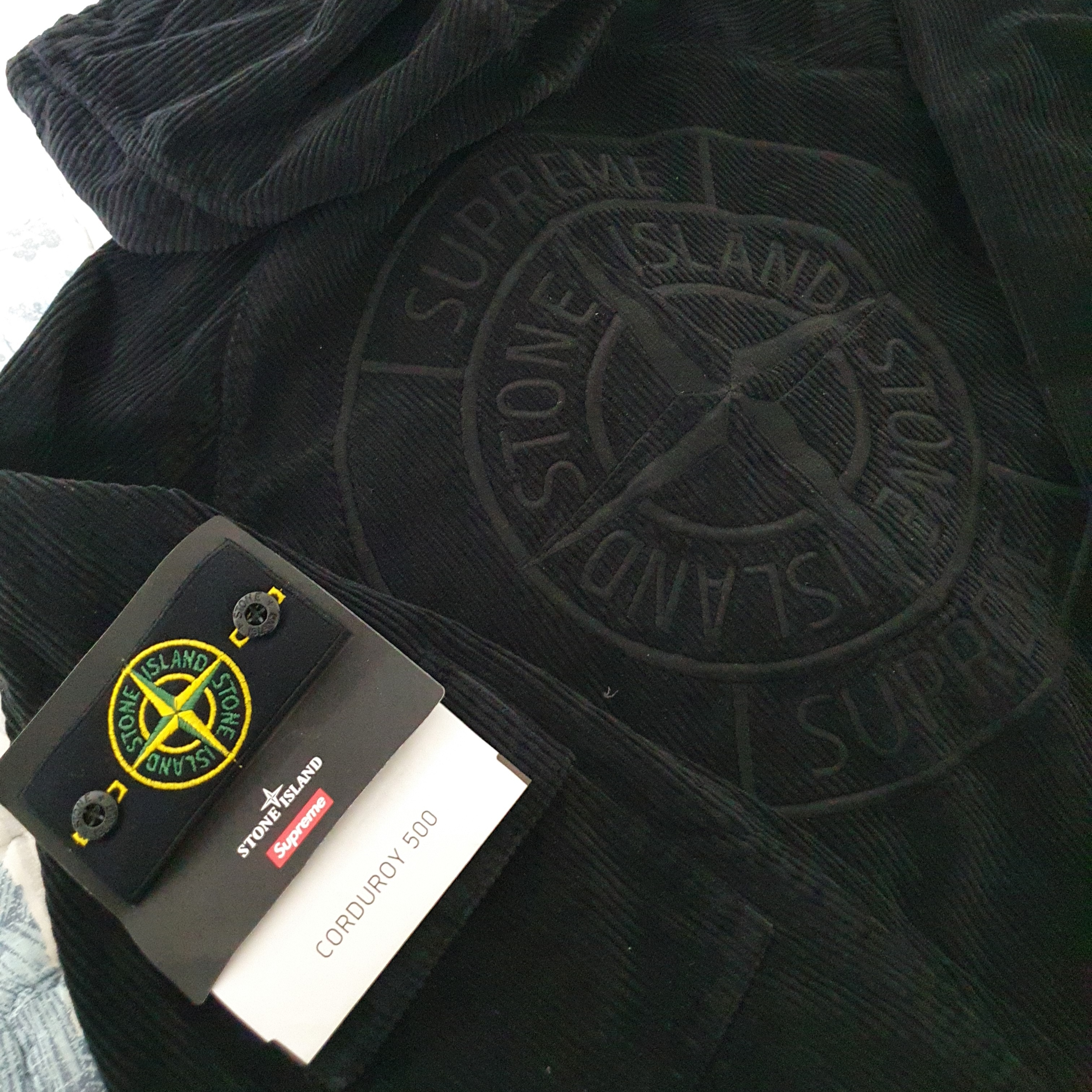 Supreme x Stone Island Corduroy Jacket Black - 20FW 착용 스타일