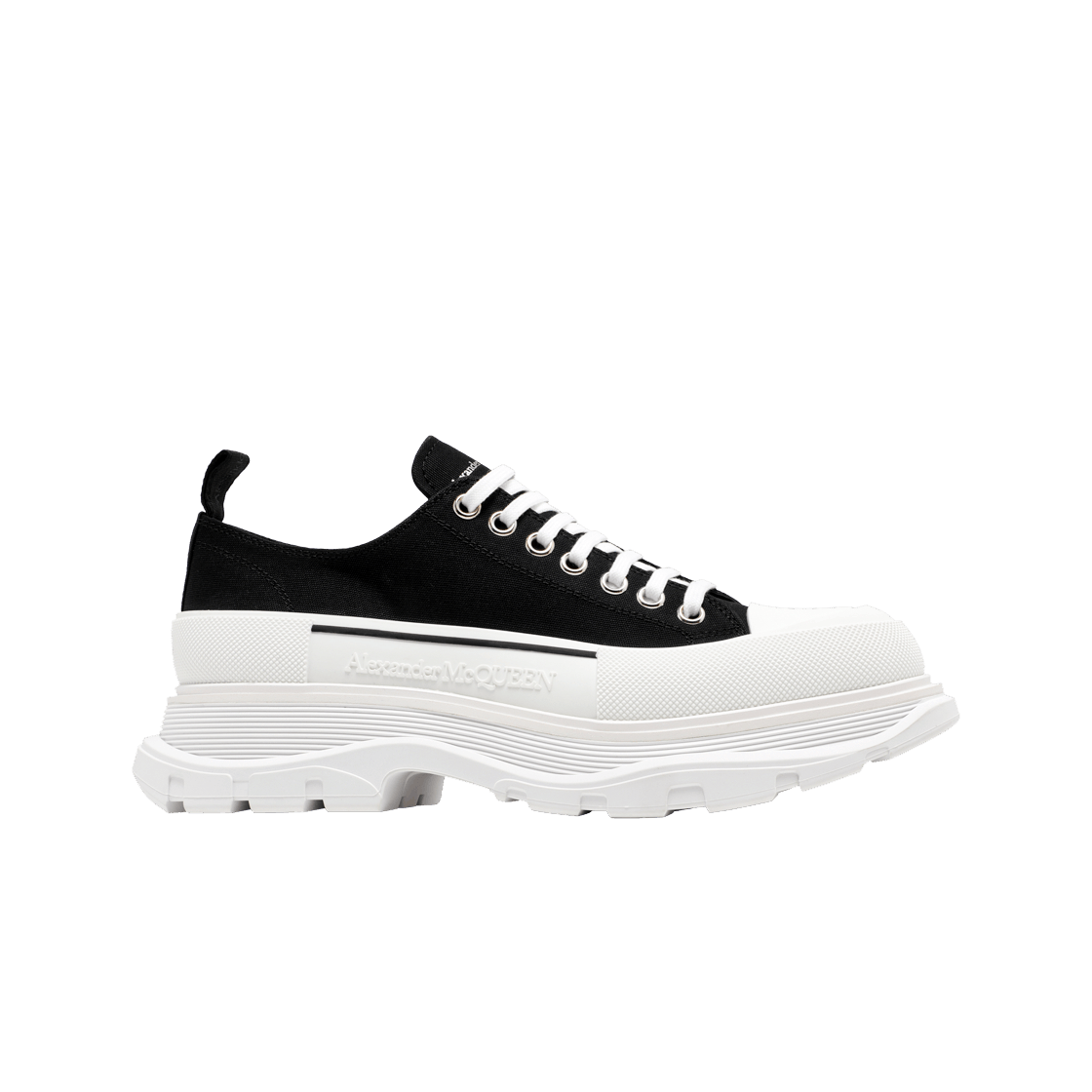 알렉산더 맥퀸 트레드 슬릭 레이스 업 블랙 화이트