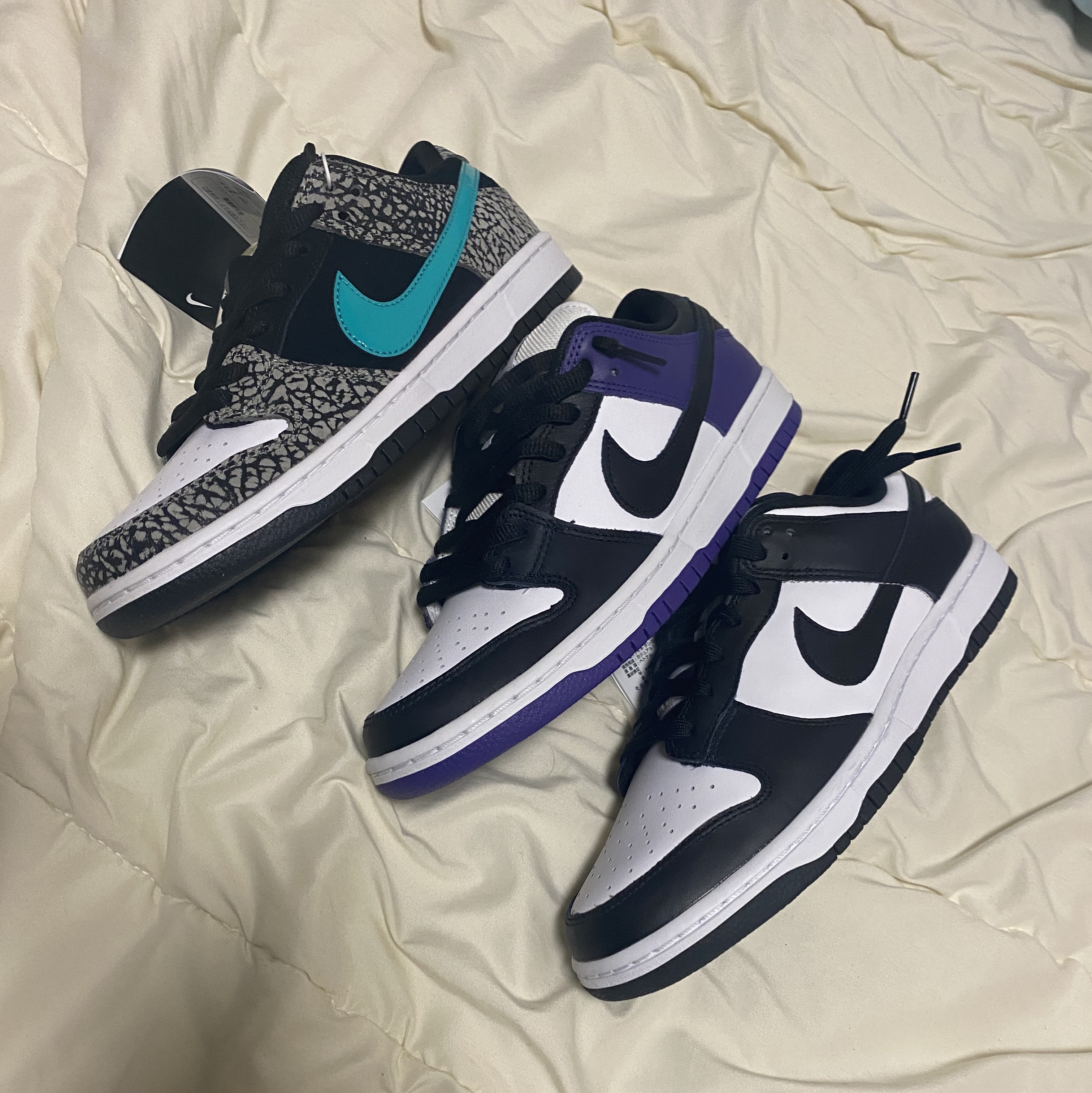 Nike SB Dunk Low Pro Court Purple, Nike Dunk Low Retro Black 착용 스타일