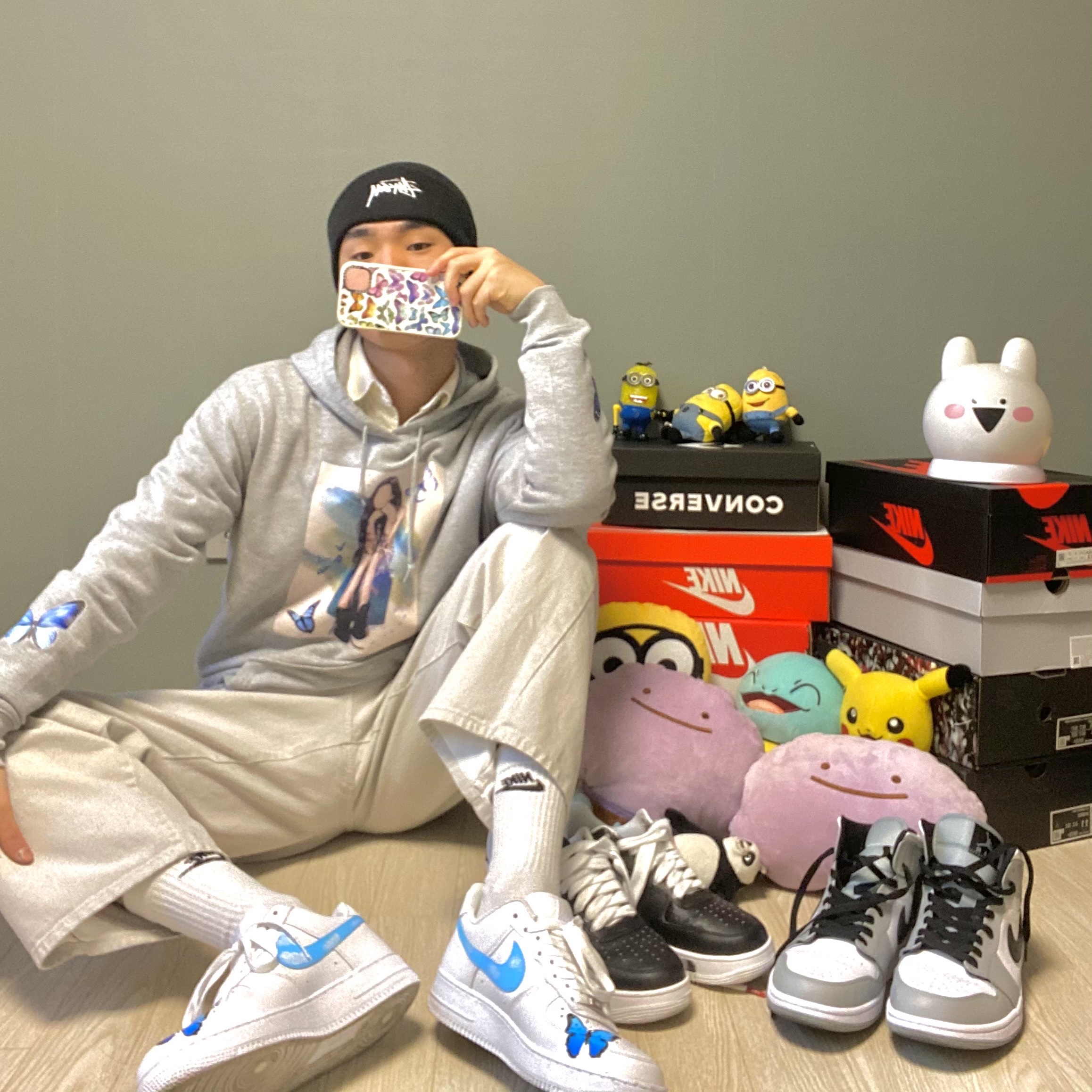 Nike x Peaceminusone Air Force 1 Low Para-Noise, Jordan 1 Mid Light Smoke Grey 착용 스타일