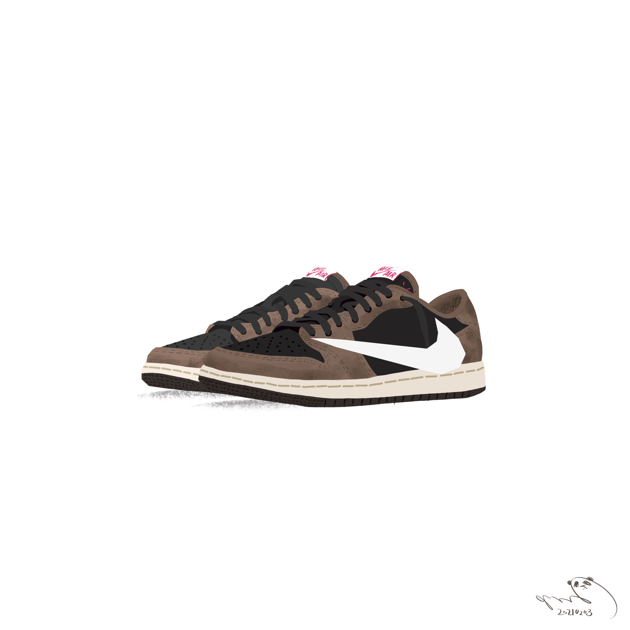 Jordan 1 x Travis Scott Retro Low OG SP Mocha 착용 스타일 - 1