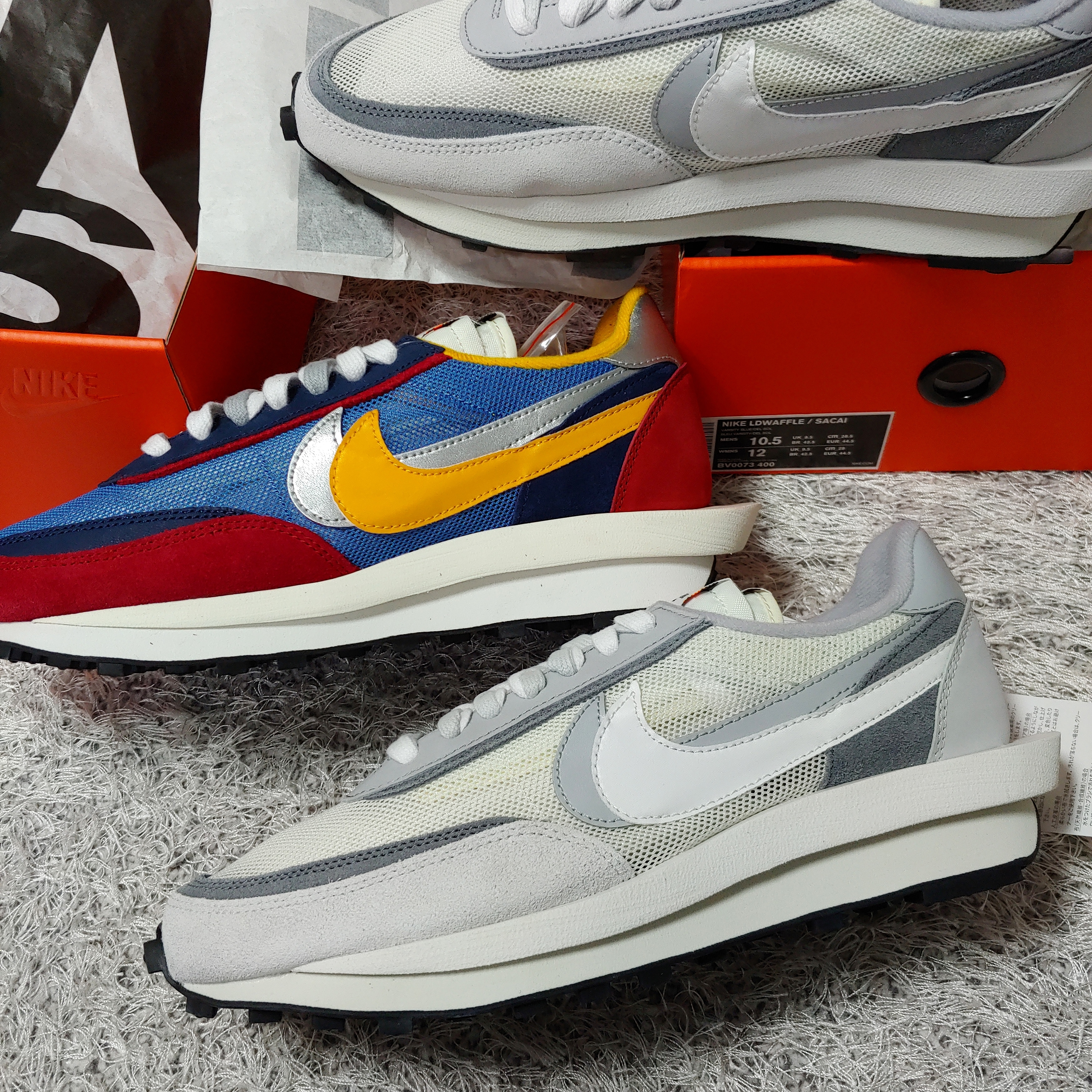 Nike x Sacai LDWaffle Blue Multi, Nike x Sacai LDWaffle Summit White 착용 스타일