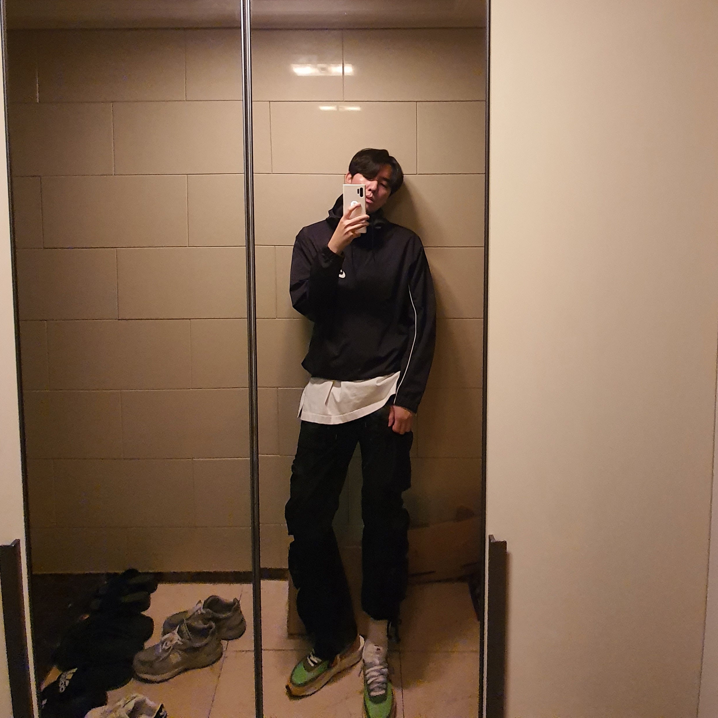 Nike x Sacai LDWaffle Green Multi 착용 스타일