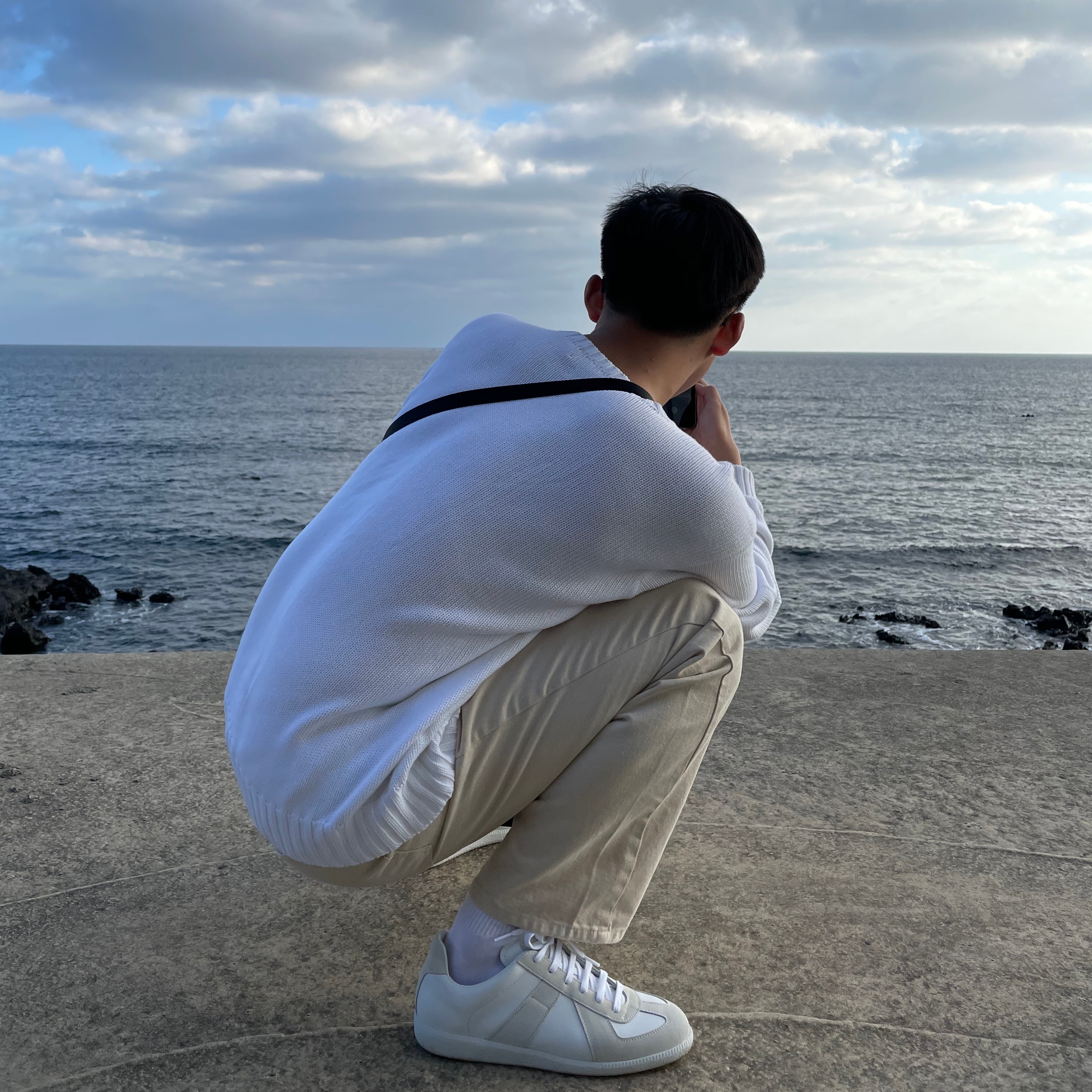 Maison Margiela Calfskin Replica Sneakers White 착용 스타일