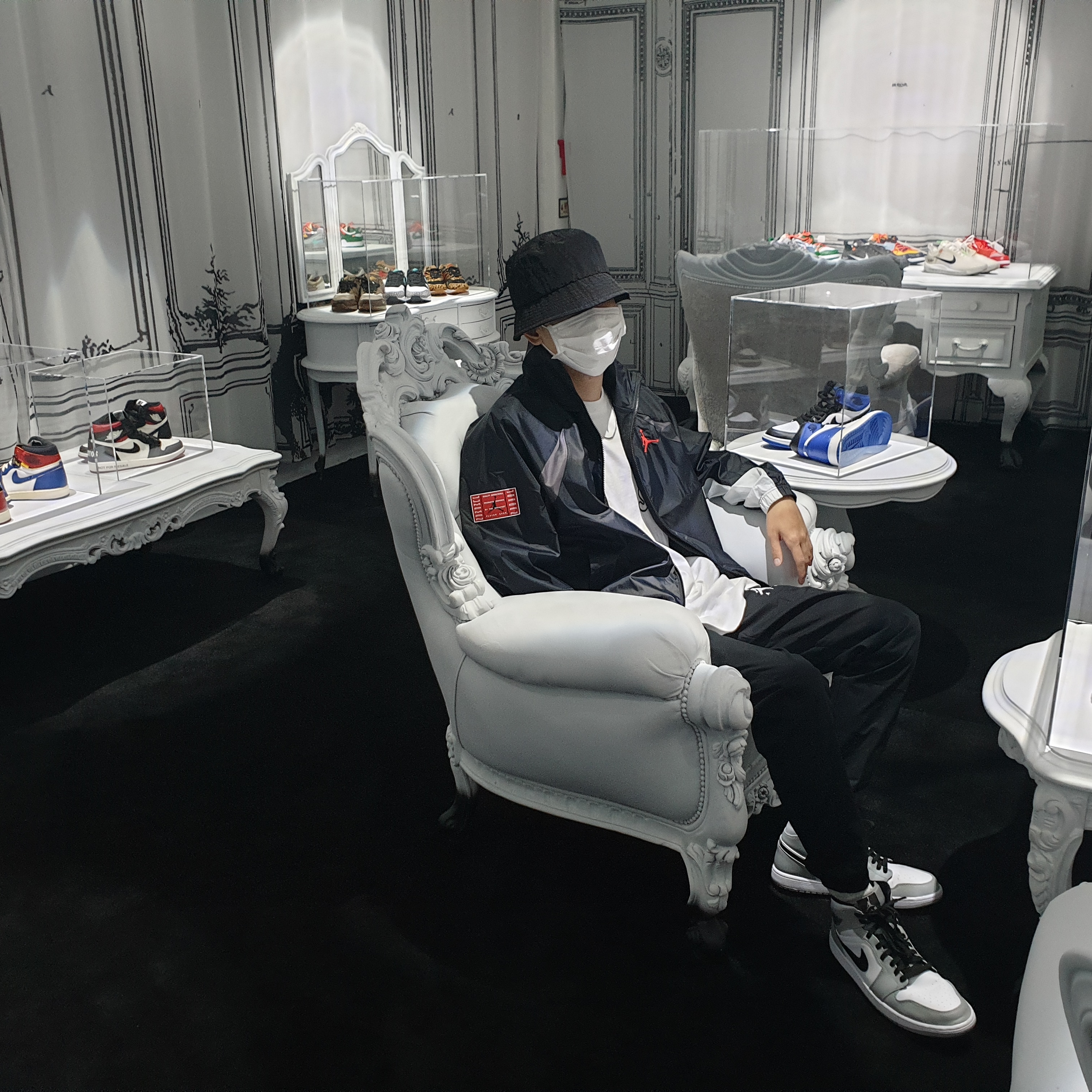 Jordan 1 Mid Light Smoke Grey, (GS) Jordan 1 Mid Light Smoke Grey 착용 스타일