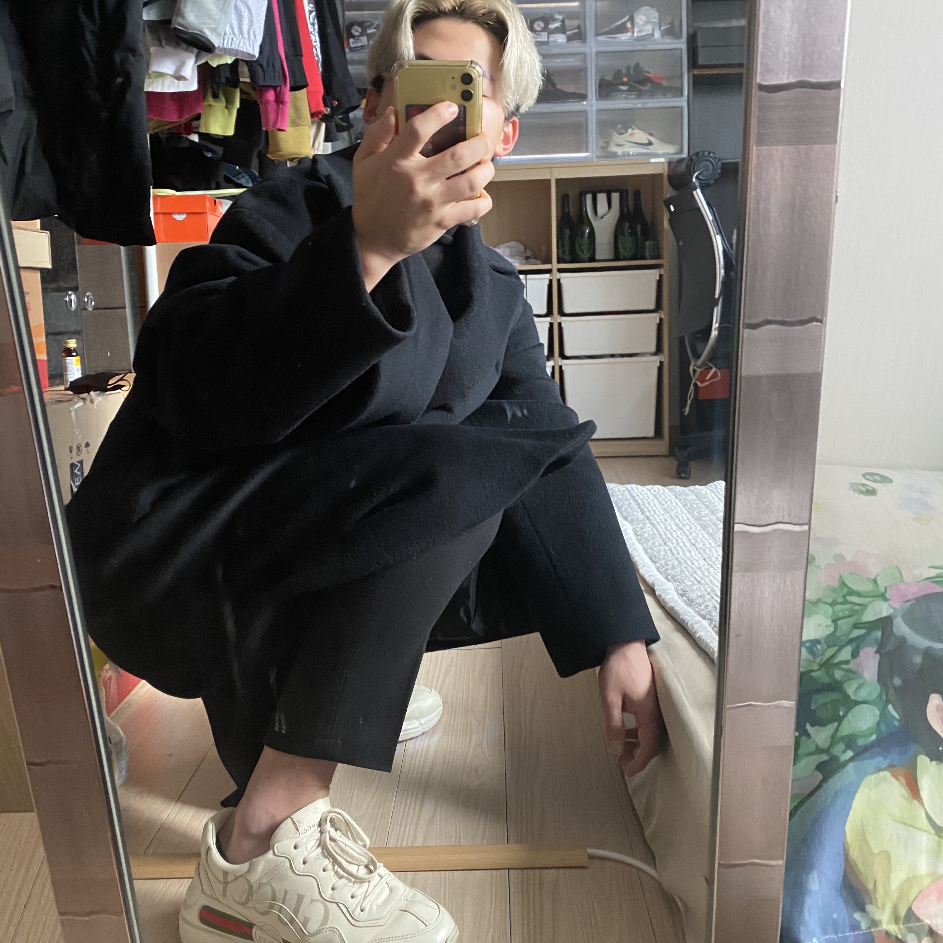 Gucci Rhyton Leather Sneakers Logo 착용 스타일