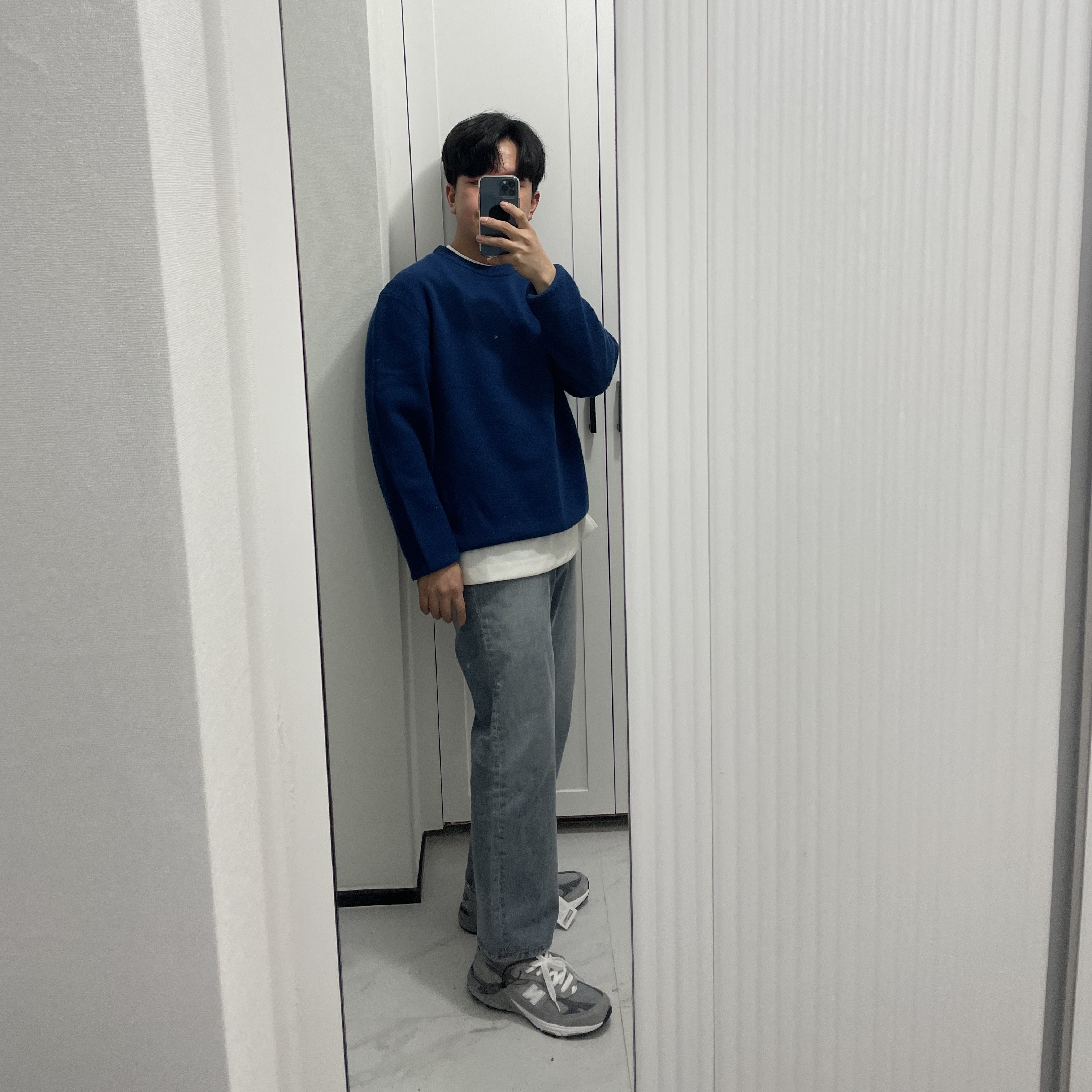 (W) New Balance 993 Made in USA Grey - B Standard 착용 스타일