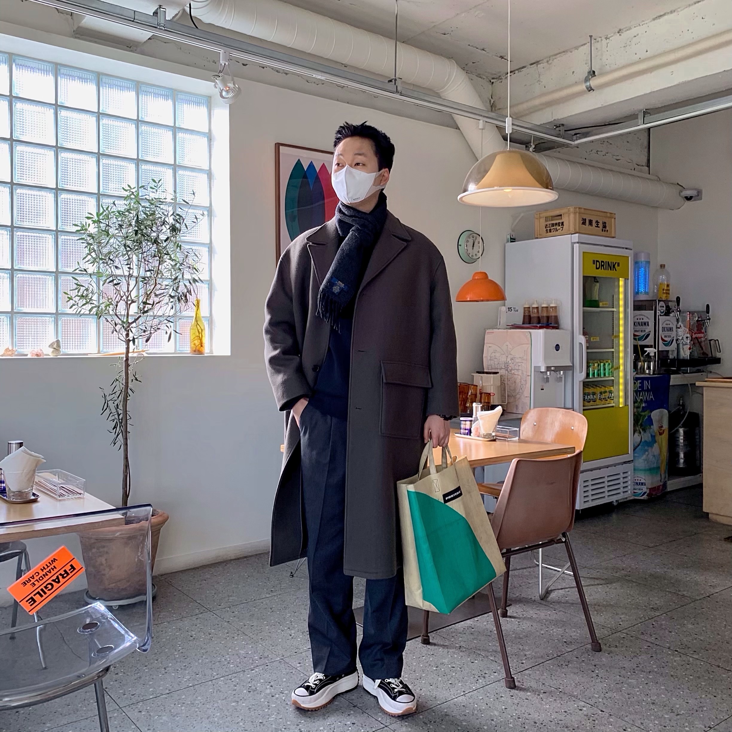 Converse x JW Anderson Run Star Hike Hi Black 착용 스타일