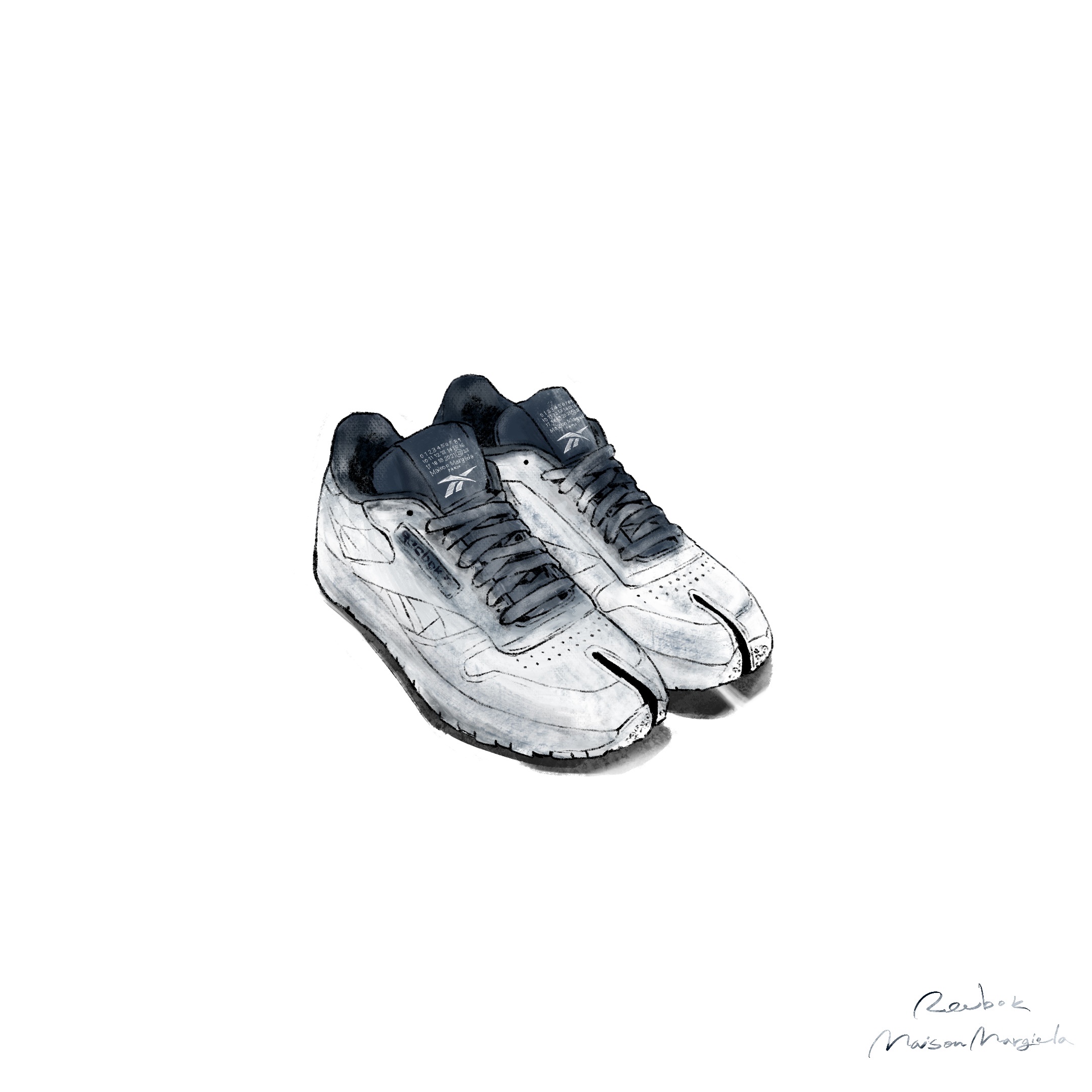 Reebok x Maison Margiela Classic Leather Tabi Shoes Bianchetto 착용 스타일