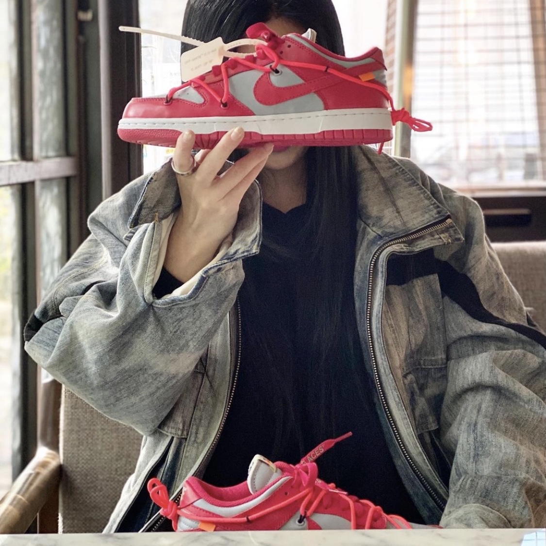 Nike x Off-White Dunk Low University Red 착용 스타일