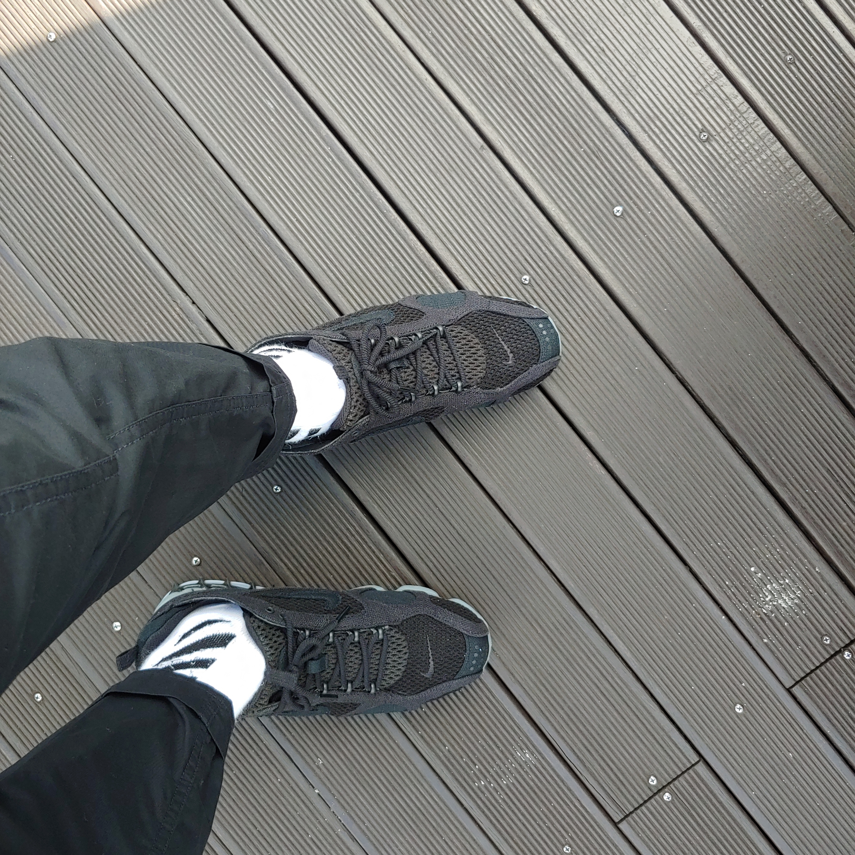 Nike x Stussy Air Zoom Spiridon Cage 2 Black 착용 스타일