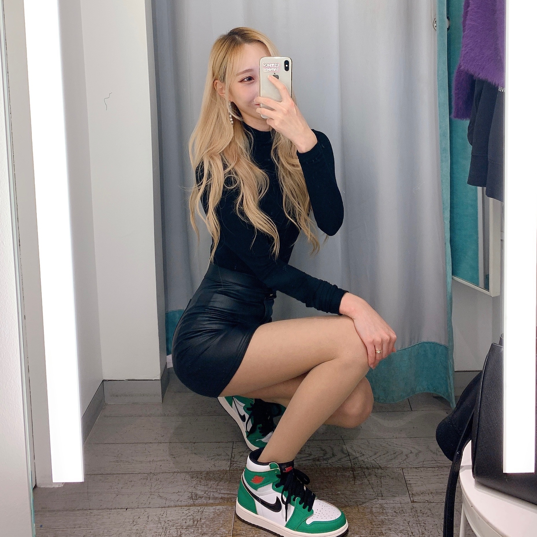 (W) Jordan 1 Retro High OG Lucky Green 착용 스타일 - 2