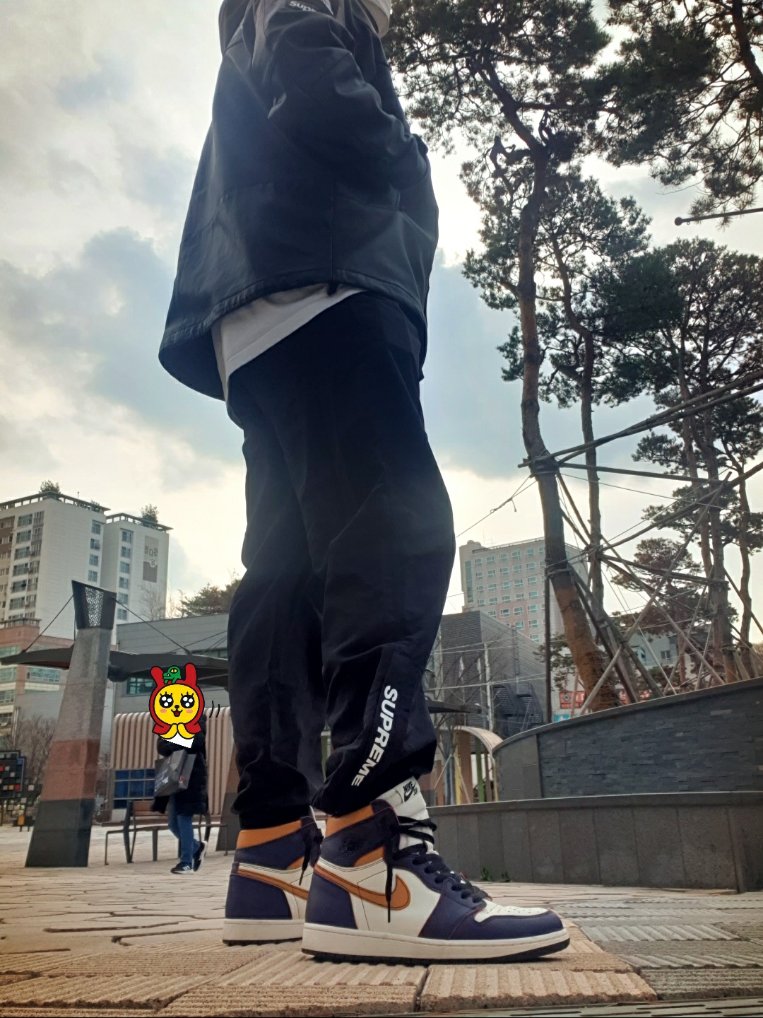 Supreme x The North Face Leather Mountain Parka Black - 18FW, Jordan 1 Retro High OG Defiant SB LA to Chicago 착용 스타일