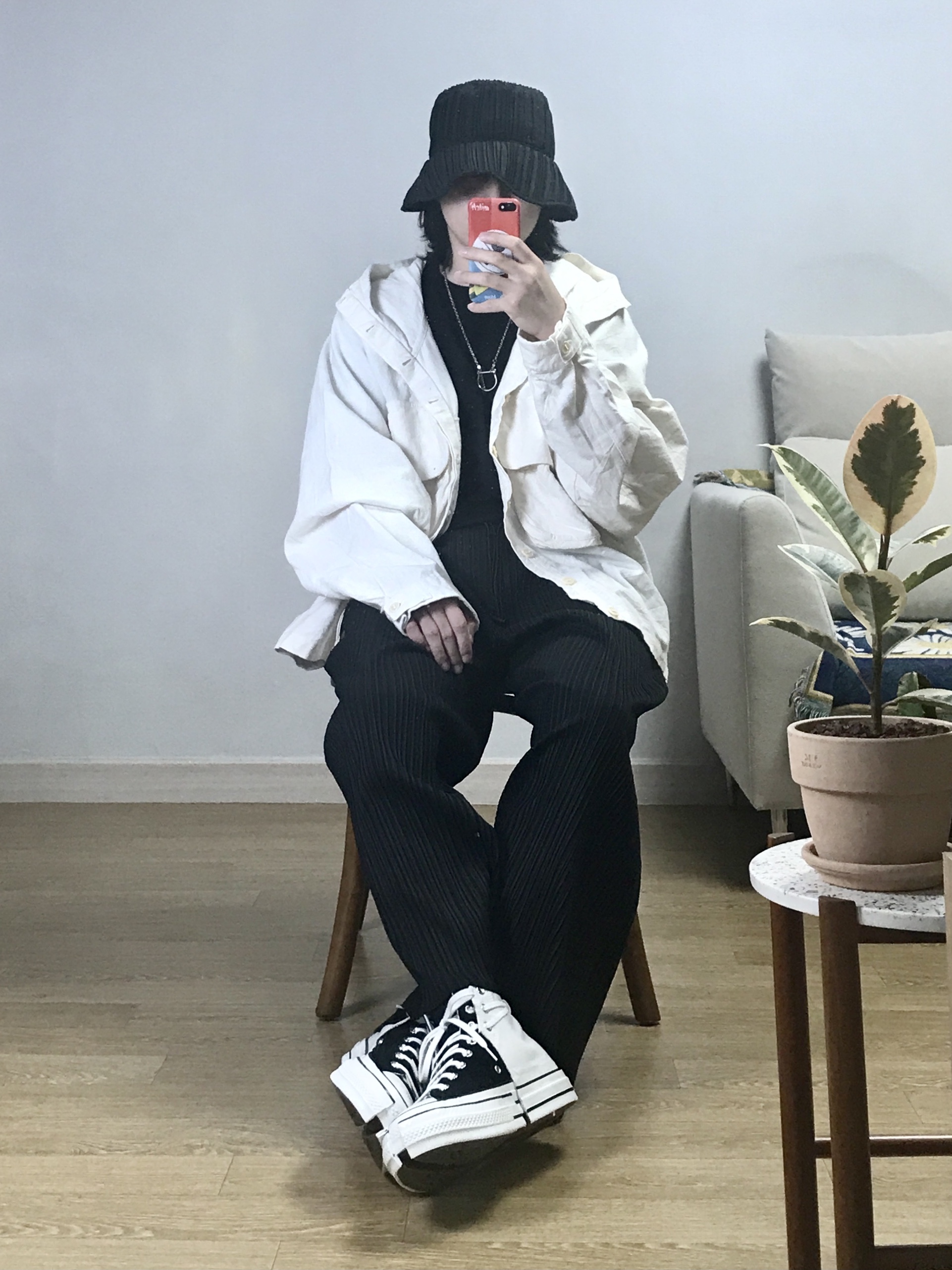 Converse x Feng Chen Wang Chuck 70 2-in-1 Natural Ivory Black 착용 스타일 - 2