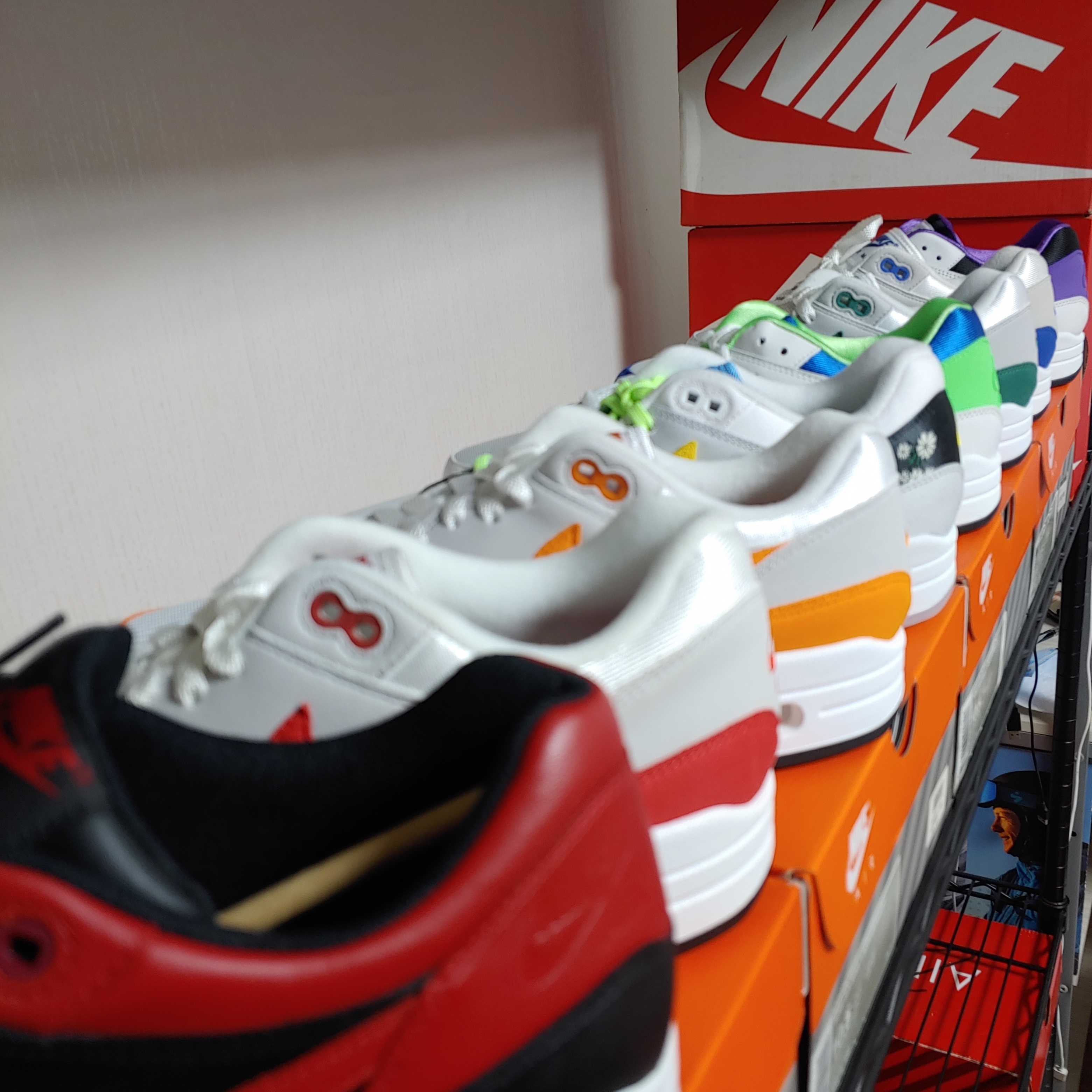 Nike Air Max 1 Anniversary Red (2017/2018 Restock Pair), Nike Air Max 1 Anniversary Royal (2017 Restock Pair) 착용 스타일