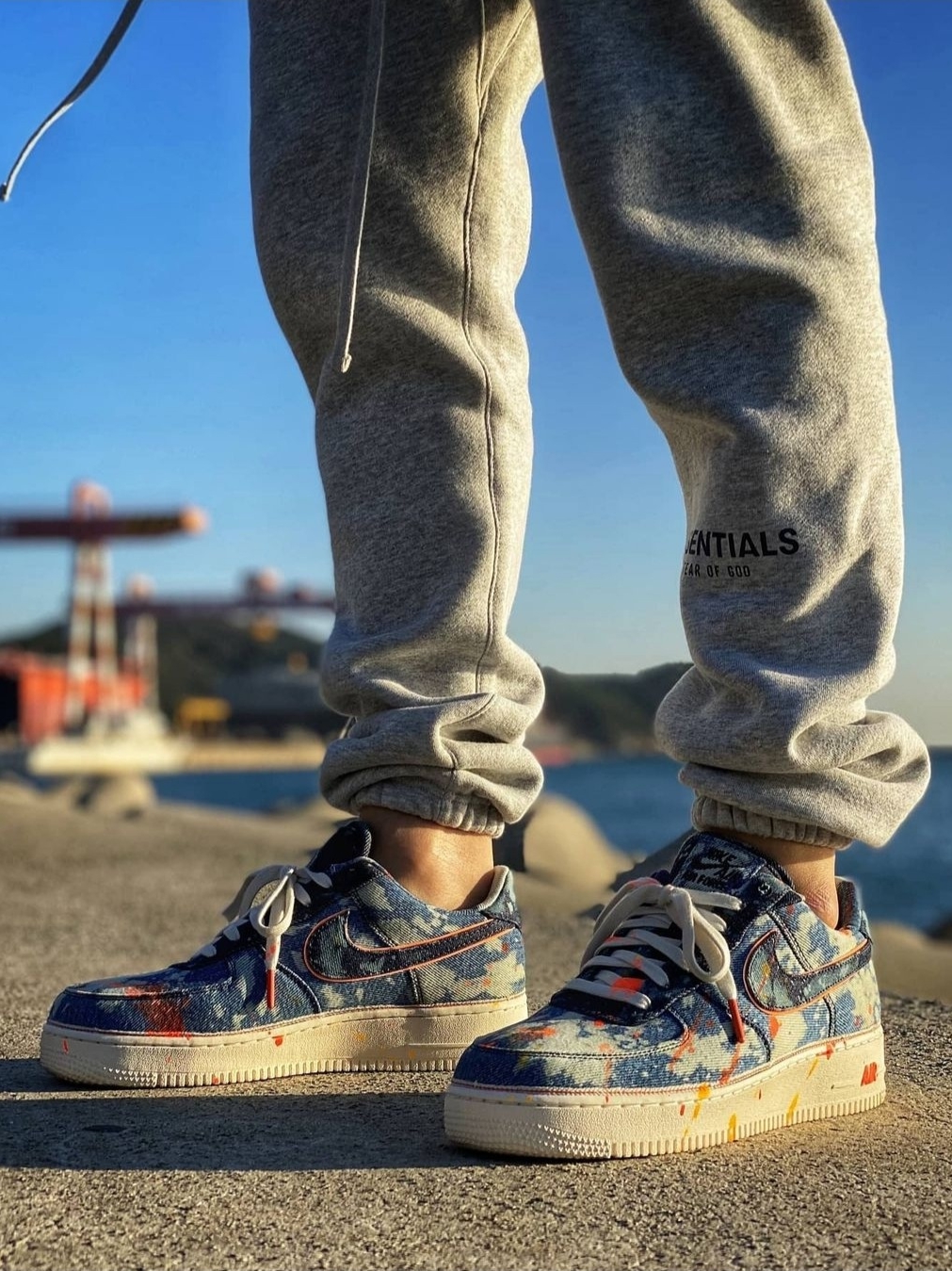 Nike x 3x1 Air Force 1 '07 PRM Stonewash Blue 착용 스타일 - 3