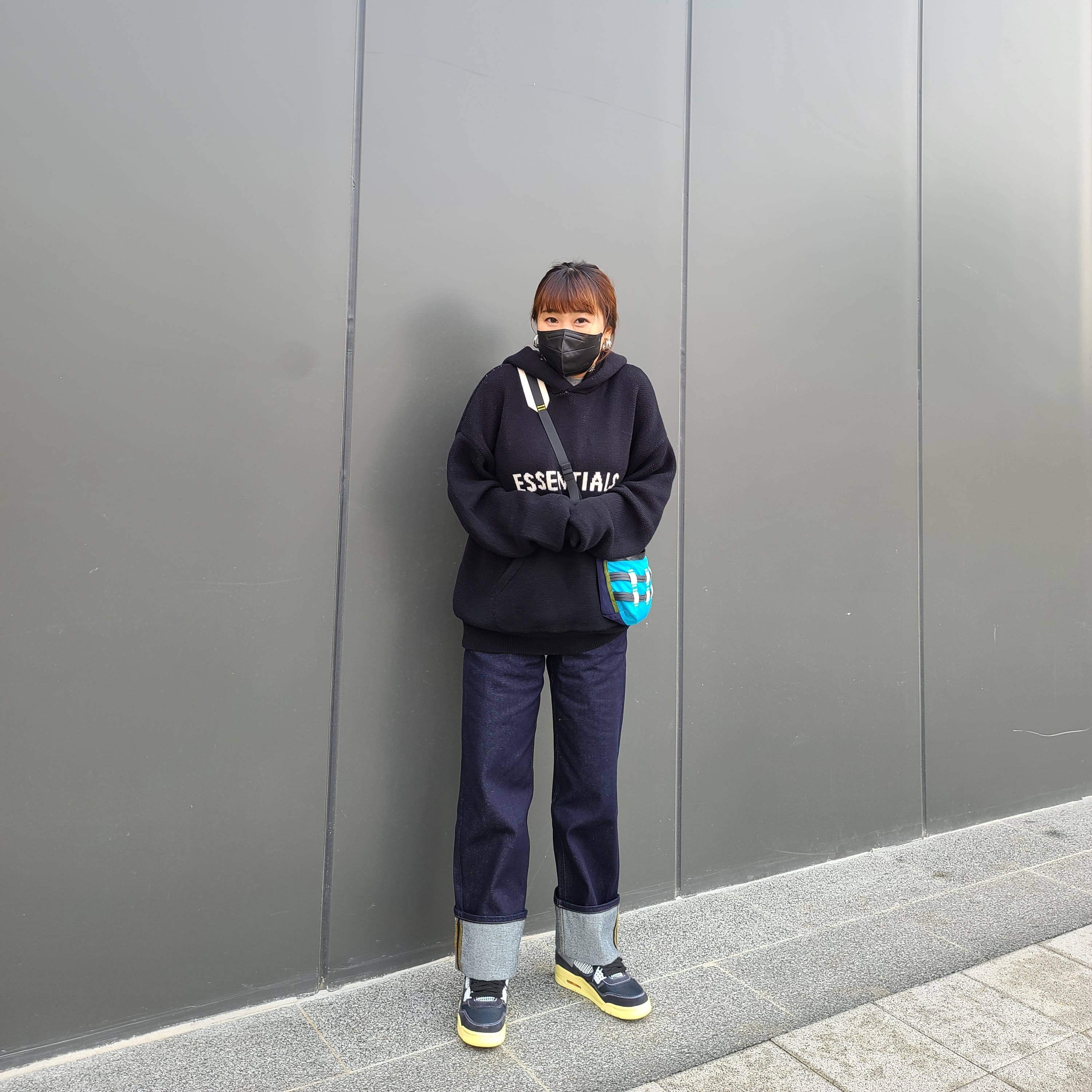 Essentials Knit Hoodie Black - 20FW, Jordan 4 x Union Retro Off Noir 착용 스타일