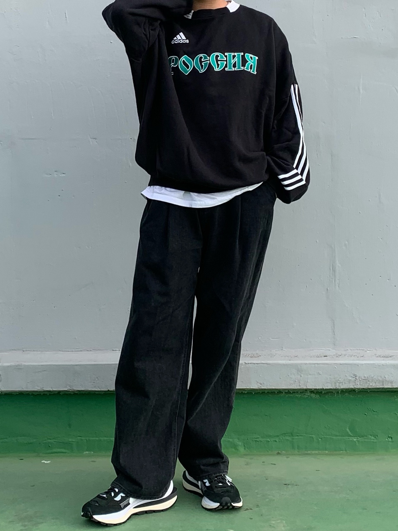 Nike x Sacai VaporWaffle Black White 착용 스타일