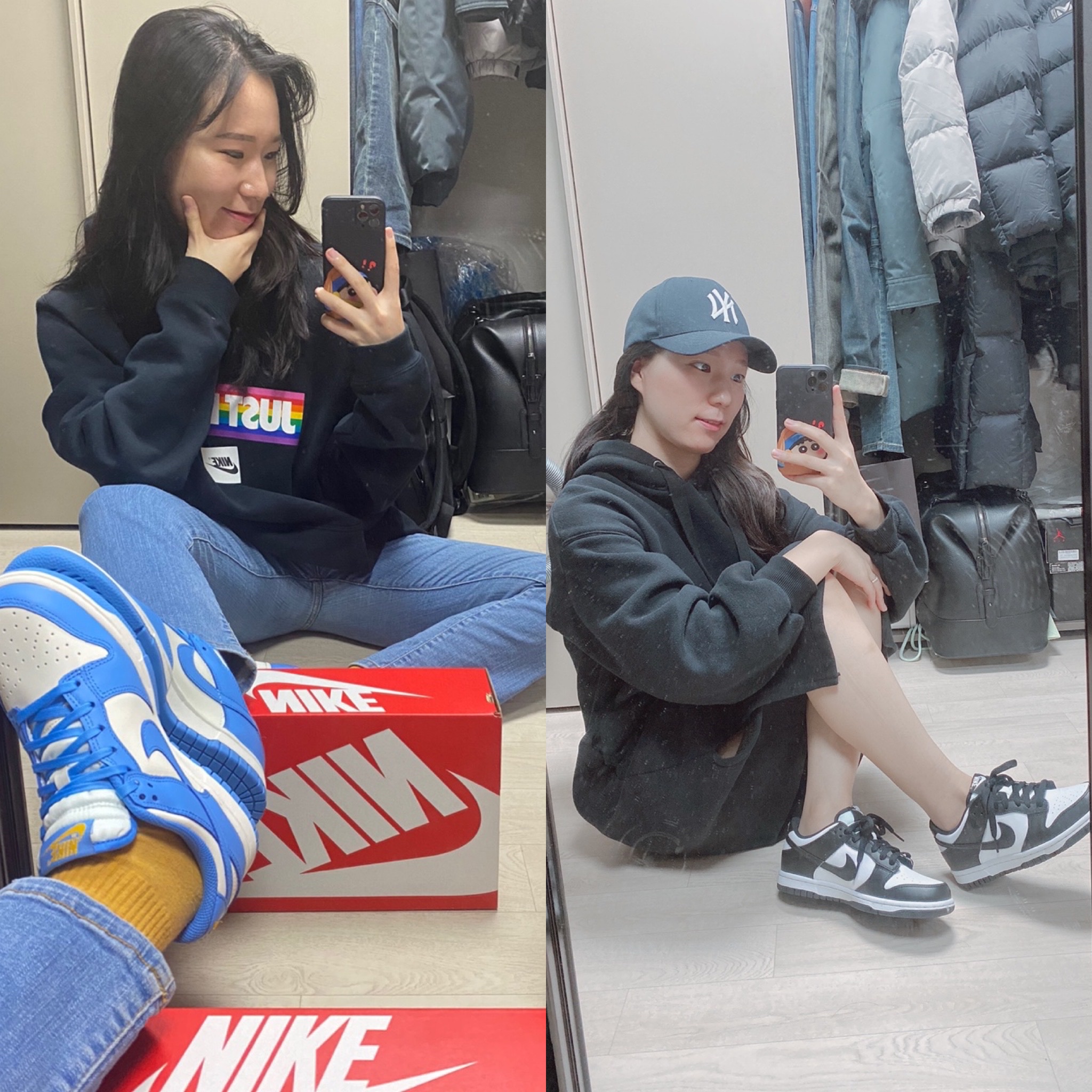 (GS) Nike Dunk Low Black, (W) Nike Dunk Low Coast 착용 스타일