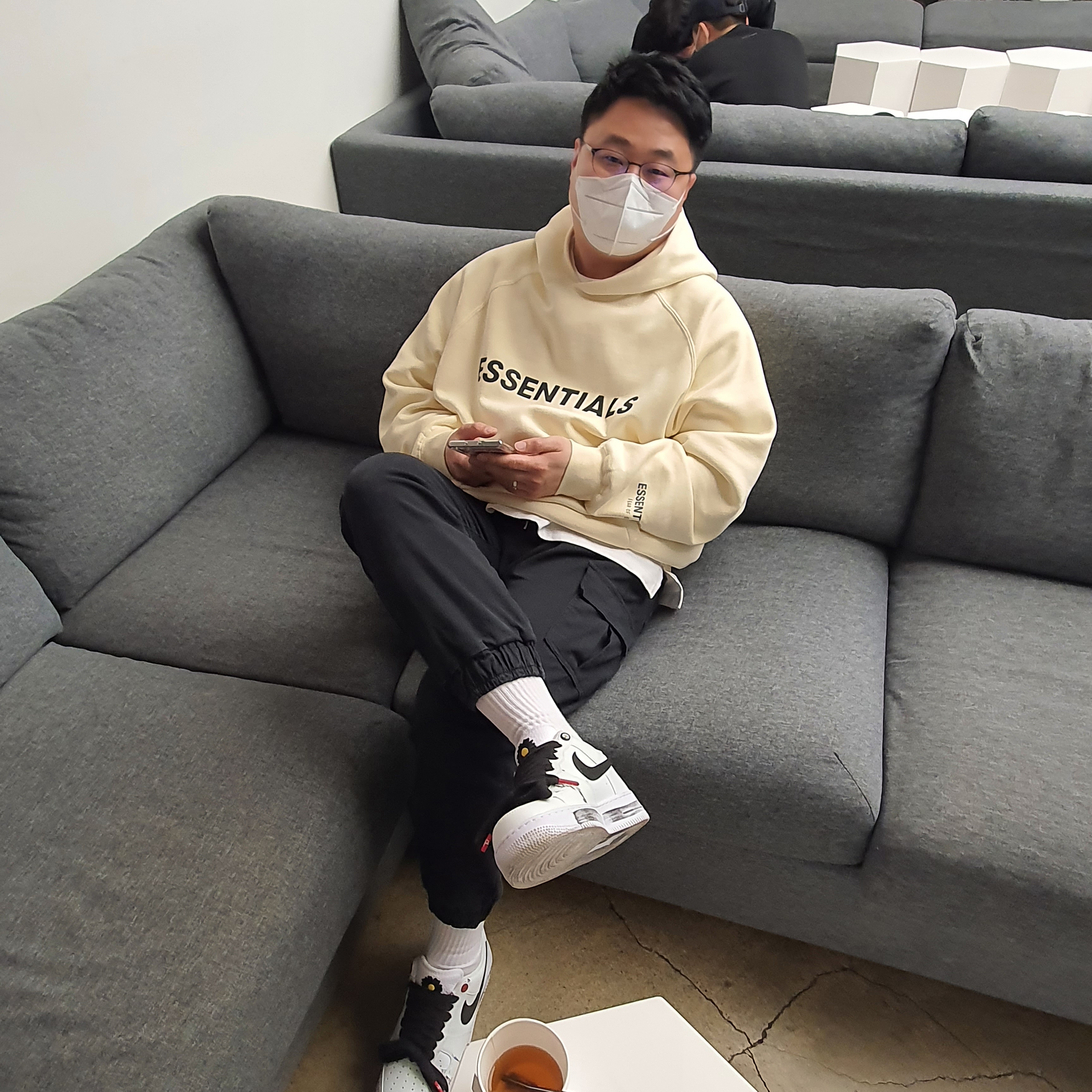 Nike x Peaceminusone Air Force 1 Low Para-Noise 2.0, Essentials 3D Silicon Applique Pullover Hoodie Buttercream 2020 착용 스타일