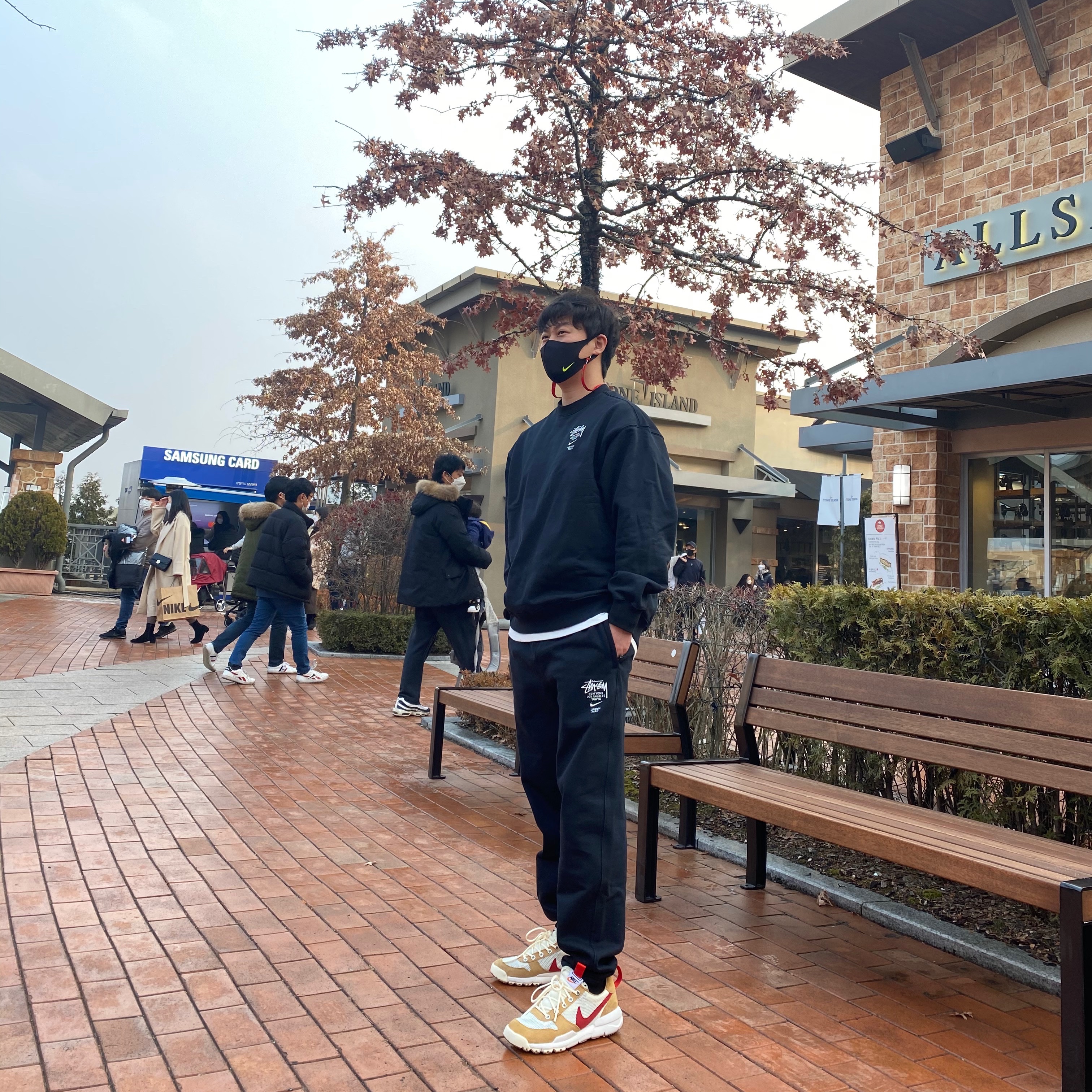 Nike x Stussy NRG ZR Fleece Crewneck Black - US/EU, Nike x Stussy NRG ZR Fleece Pants Black - US/EU 착용 스타일 - 1