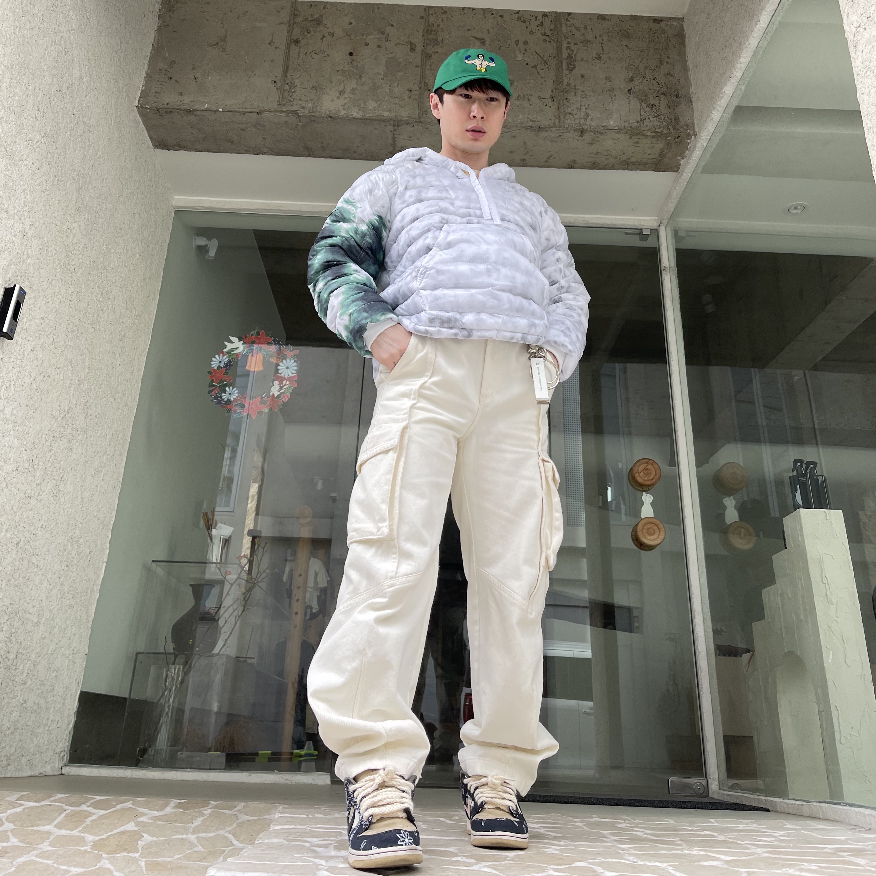 Nike x Stussy Insultd Jacket White Gorge Green - Asia 착용 스타일 - 3