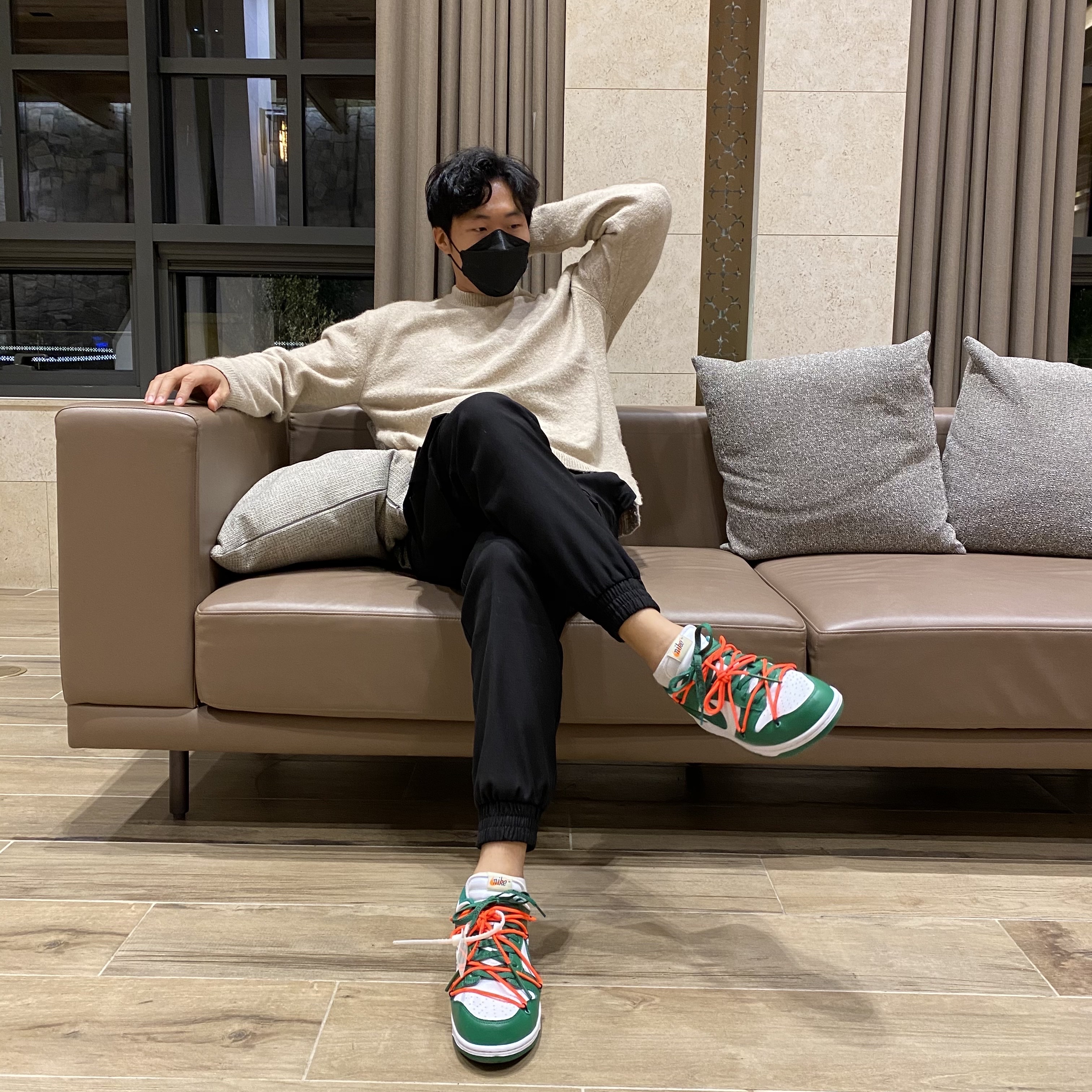 Nike x Off-White Dunk Low Pine Green 착용 스타일