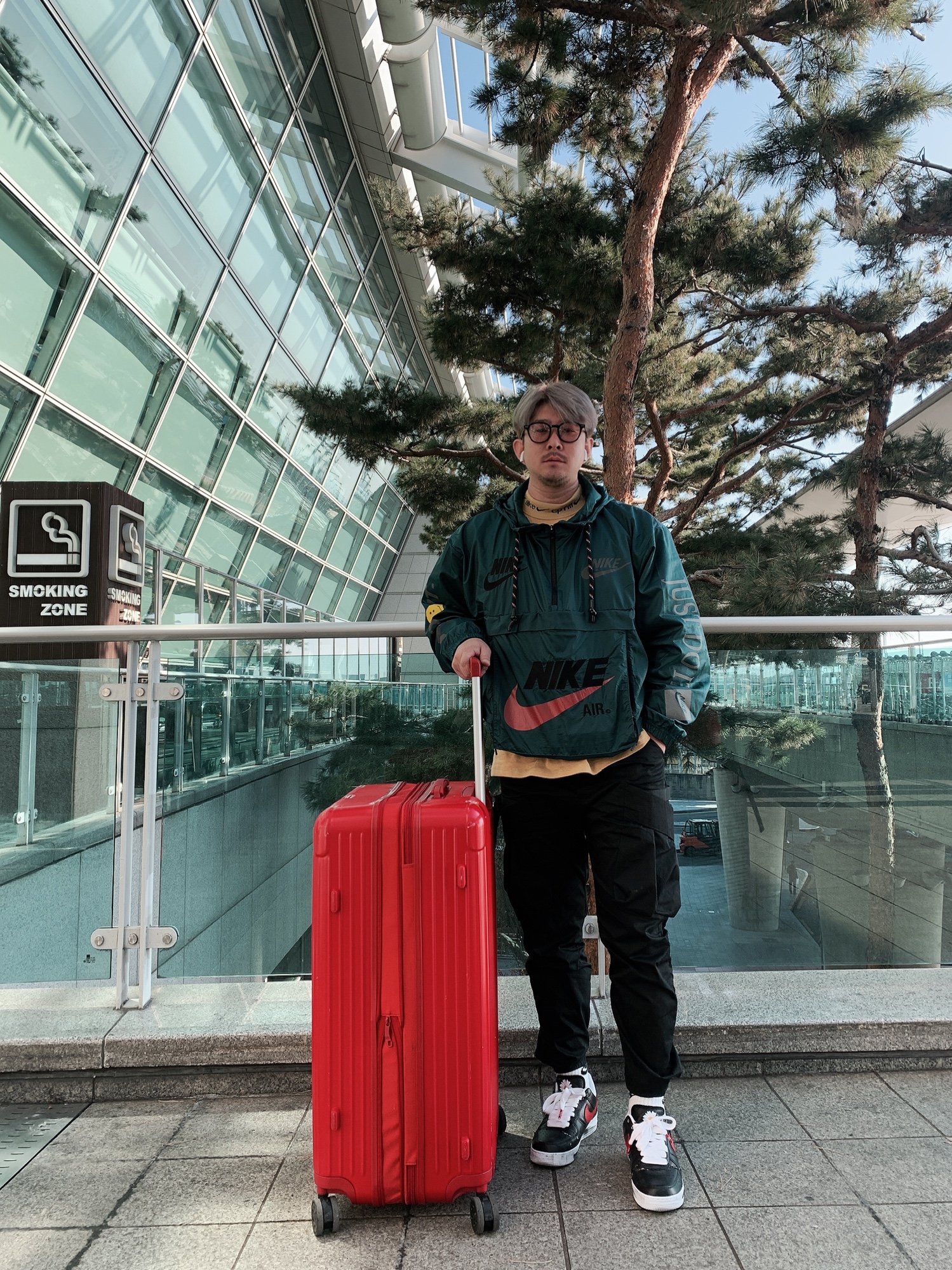 Nike x Cactus Plant Flea Market Anorak Teal, Nike x Cactus Plant Flea Market L/S T-Shirt Mustard Yellow 착용 스타일