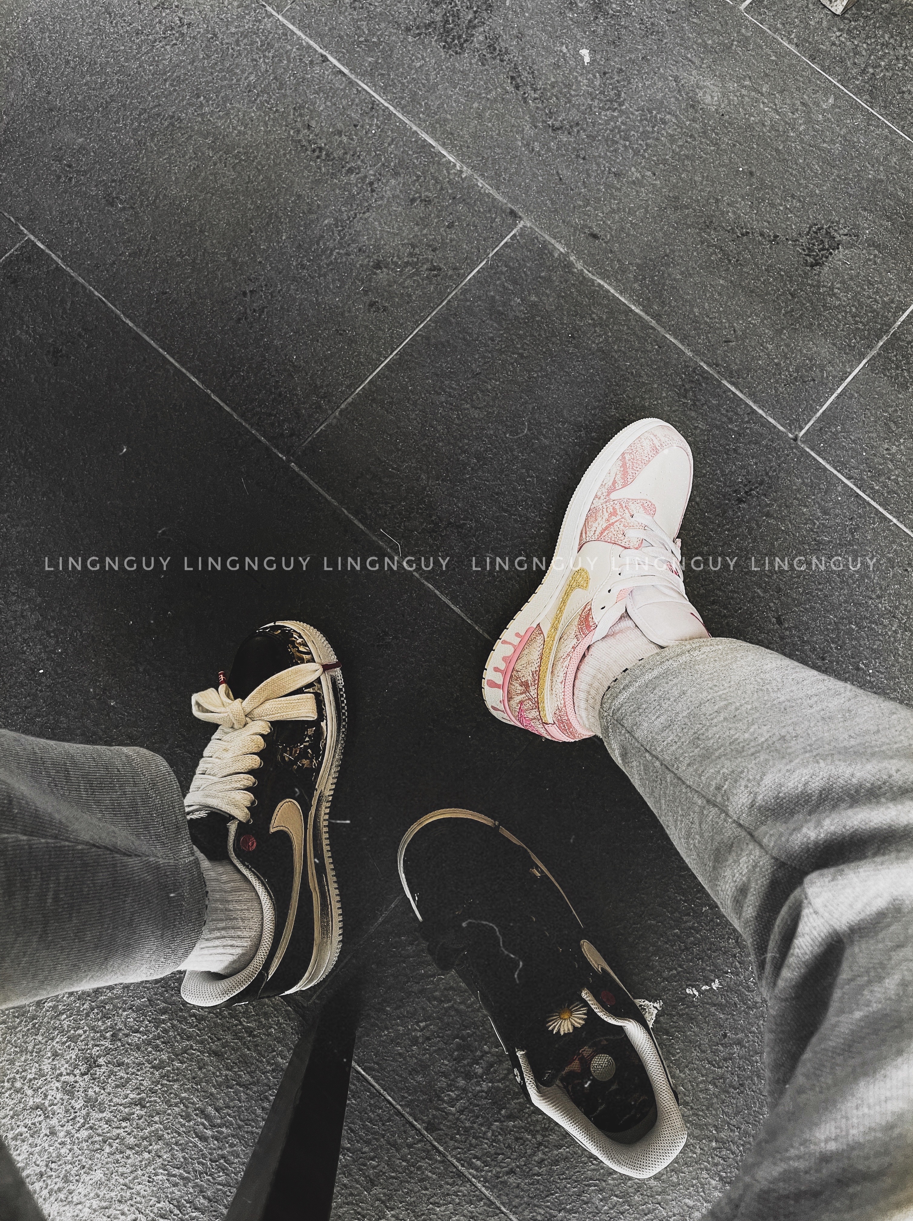 Nike x Peaceminusone Air Force 1 Low Para-Noise, (GS) Jordan 1 Low SE Pale Vanilla 착용 스타일 - 2