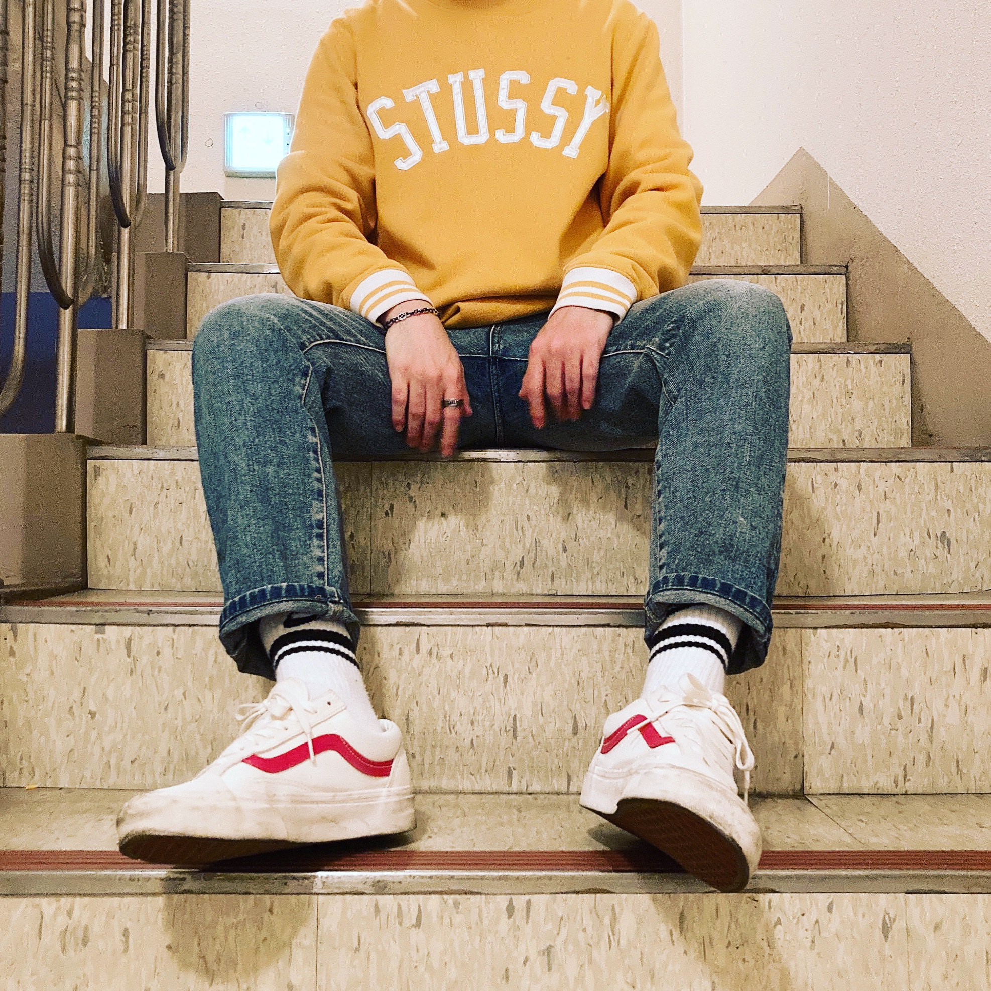 Vans Style 36 Marshmallow Racing Red 착용 스타일
