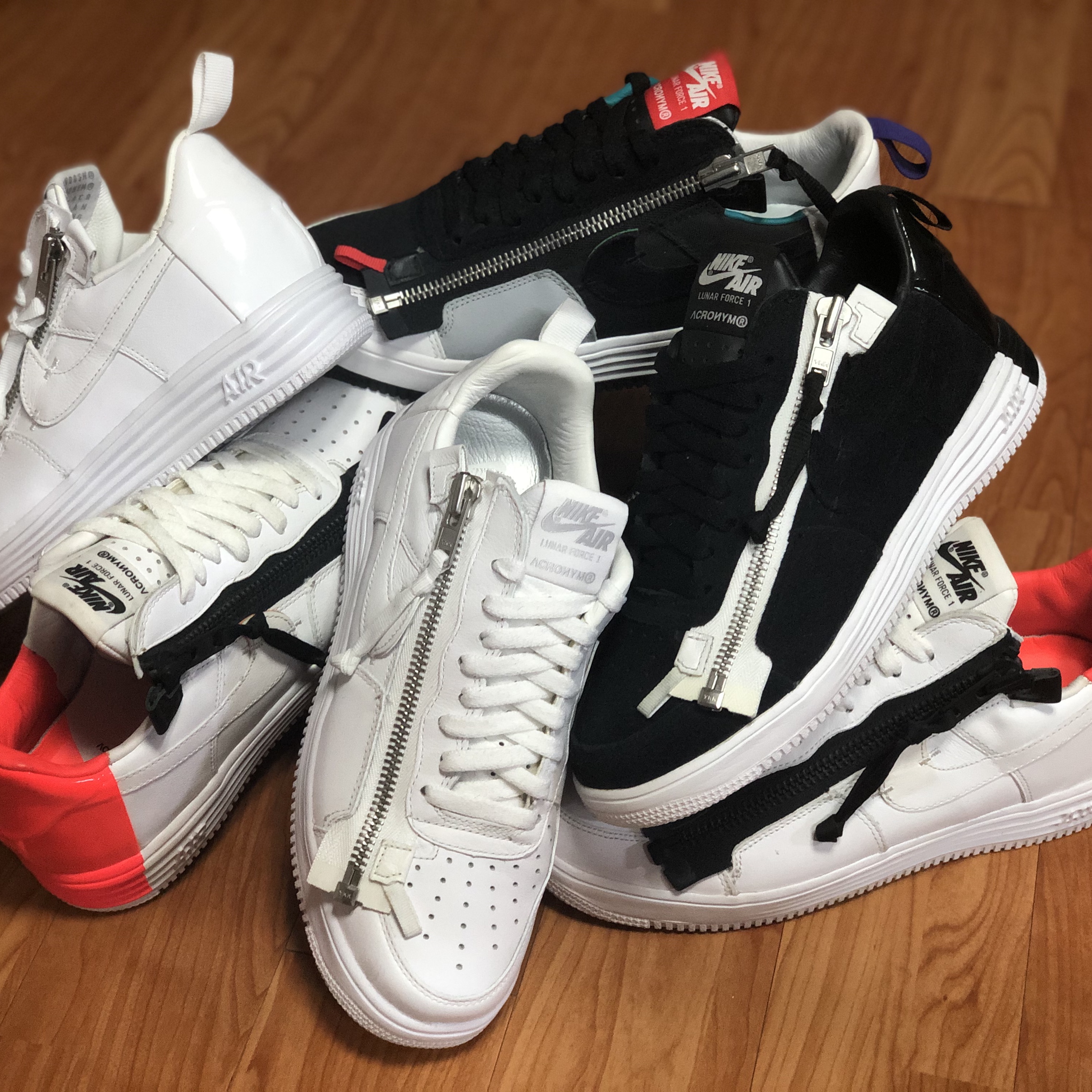Nike x Acronym Lunar Force 1 SP AF100, Nike x Acronym Lunar Force 1 SP Zip Black White 착용 스타일