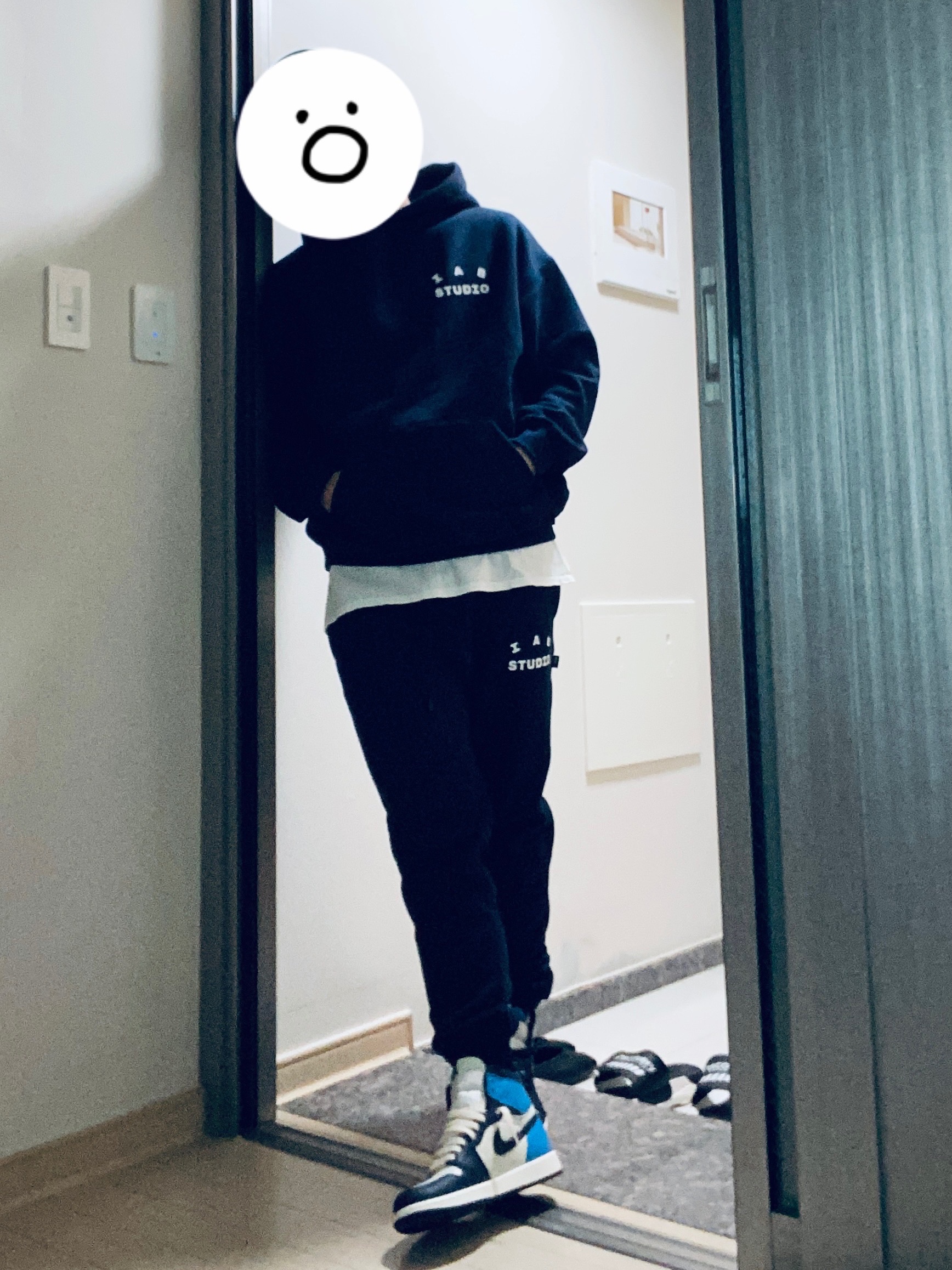 IAB Studio Hoodie Navy - 21SS, IAB Studio Sweatpants Navy - 21SS 착용 스타일