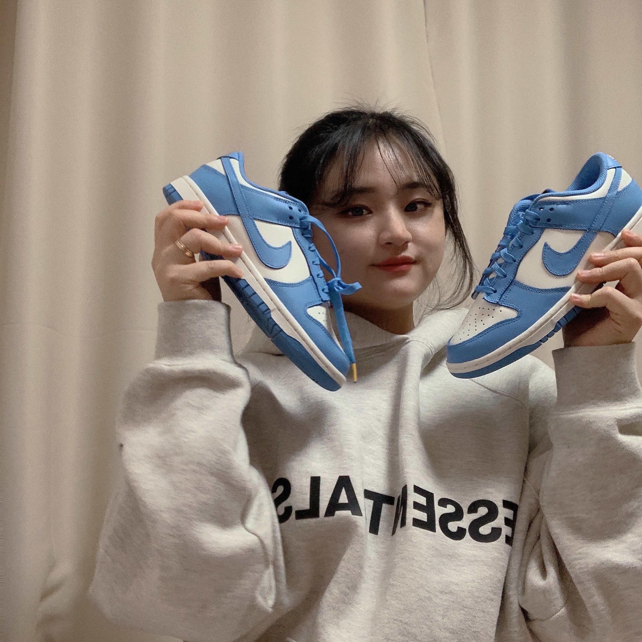 (W) Nike Dunk Low Coast, Essentials 3D Silicon Applique Pullover Hoodie Oatmeal/Oatmeal Heather/Light Heather Oatmeal 2020 착용 스타일