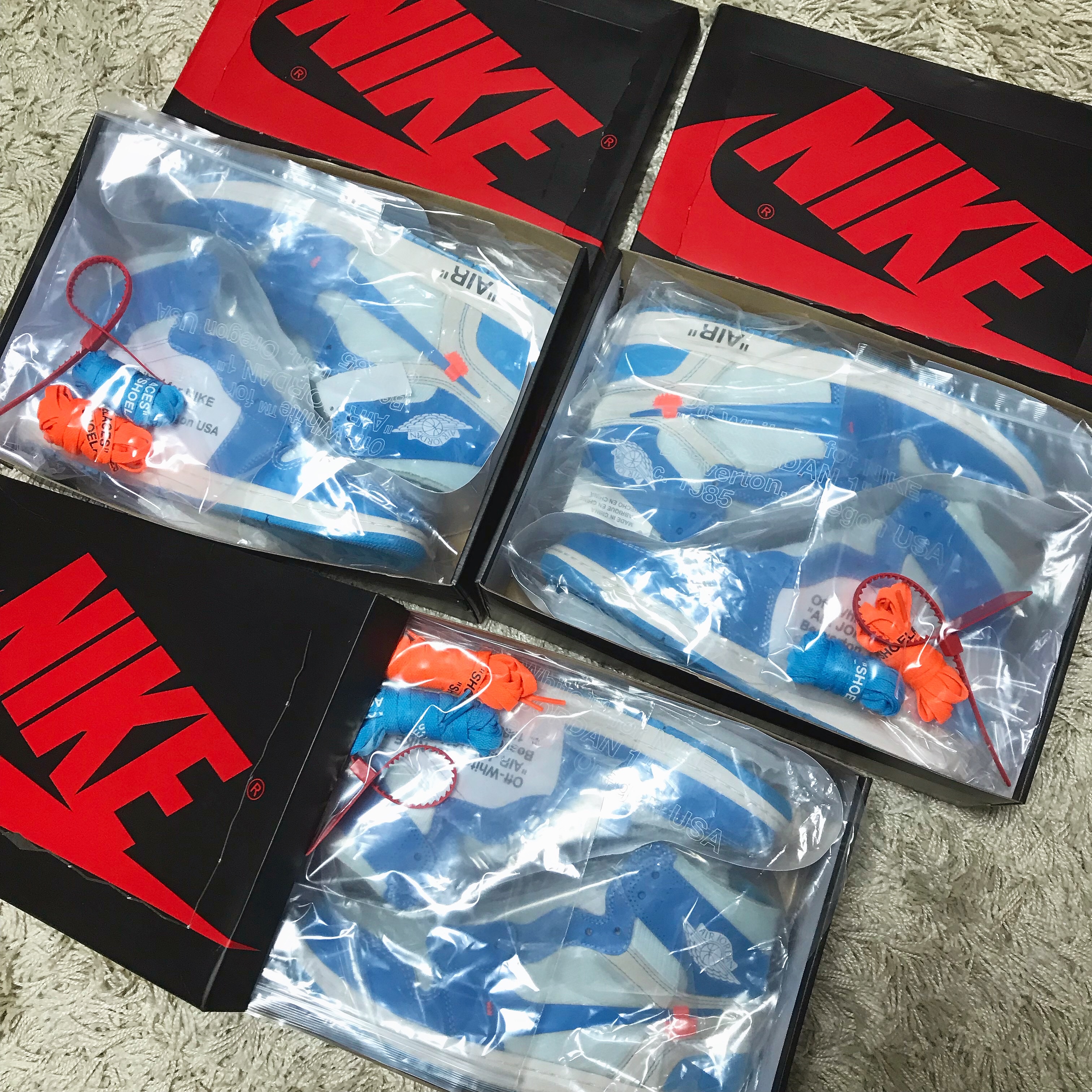 Jordan 1 x Off-White Retro High University Blue 착용 스타일
