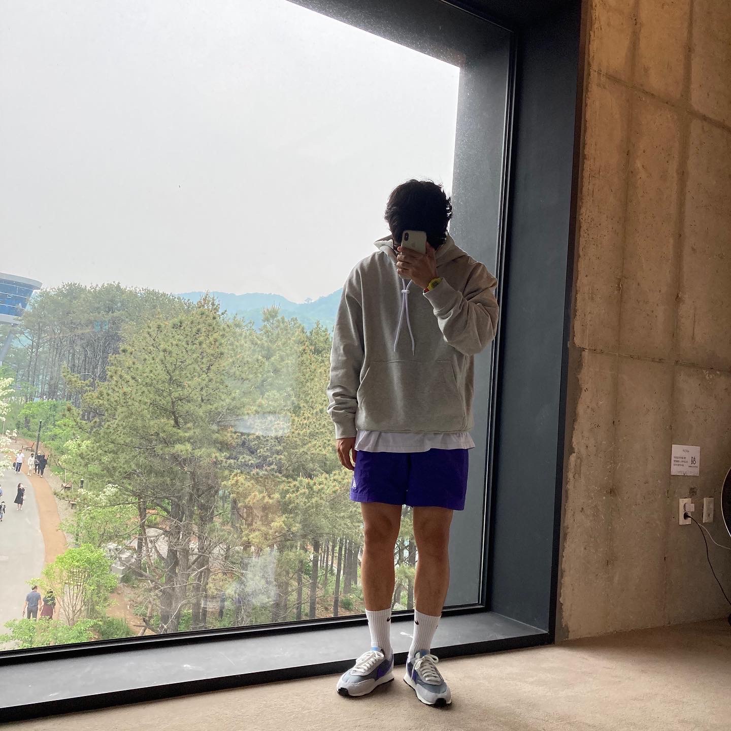 Nike Daybreak SP Cool Grey Hyper Grape, Nike M NRG Hoodie Grey Heather 착용 스타일 - 2