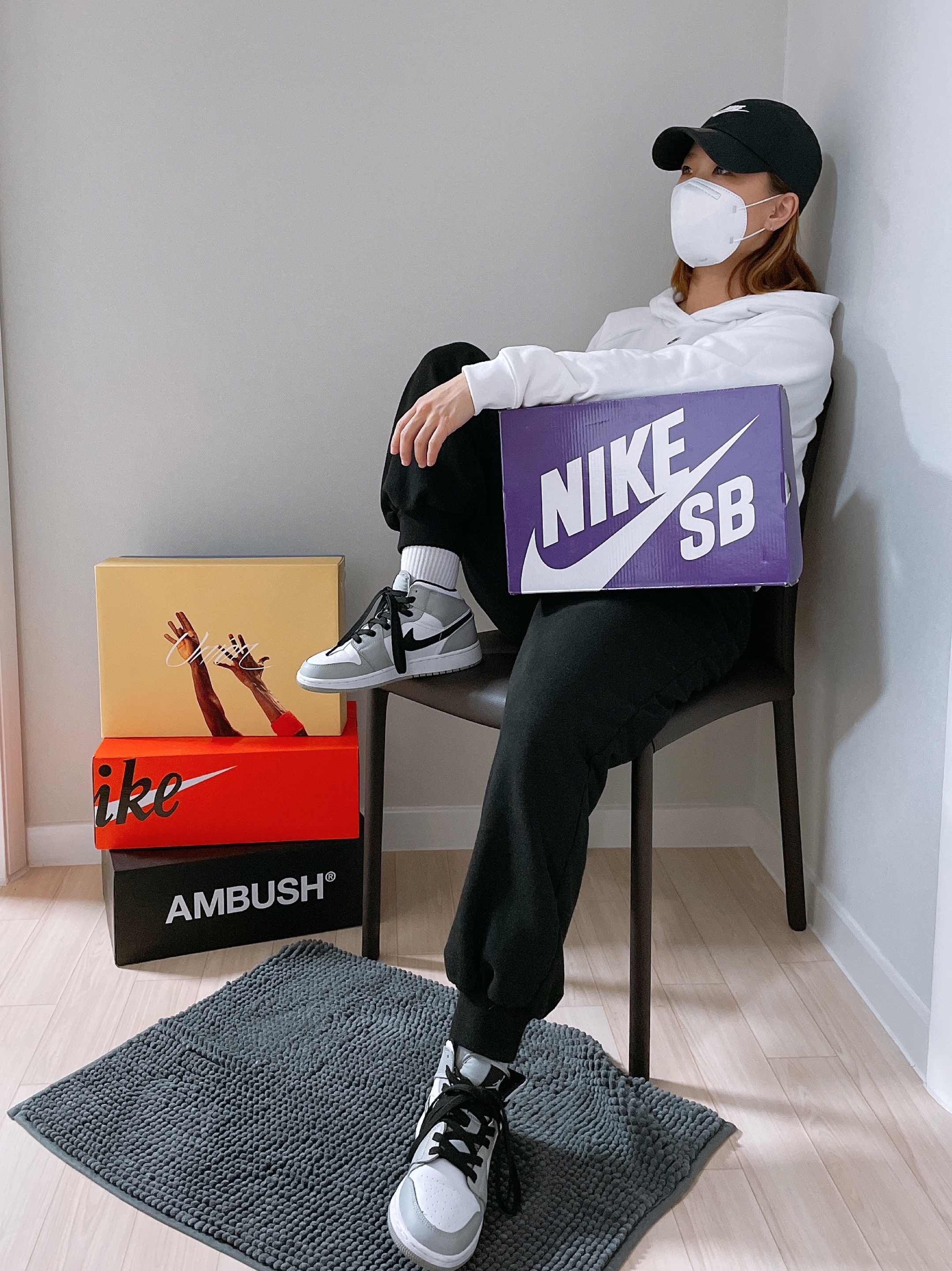 (GS) Jordan 1 Mid Light Smoke Grey 착용 스타일